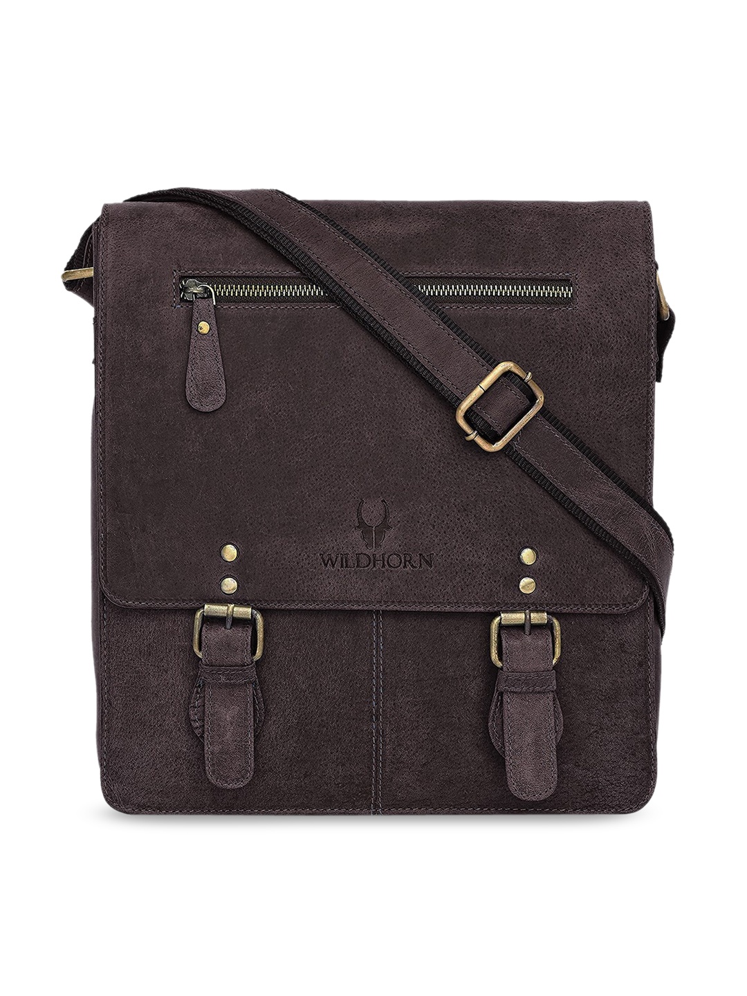 

WildHorn Brown Leather Structured Sling Bag