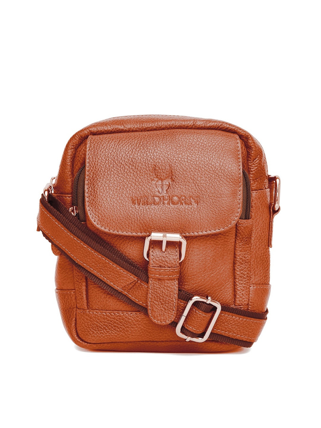 

WildHorn Men Tan Leather Bowling Sling Bag