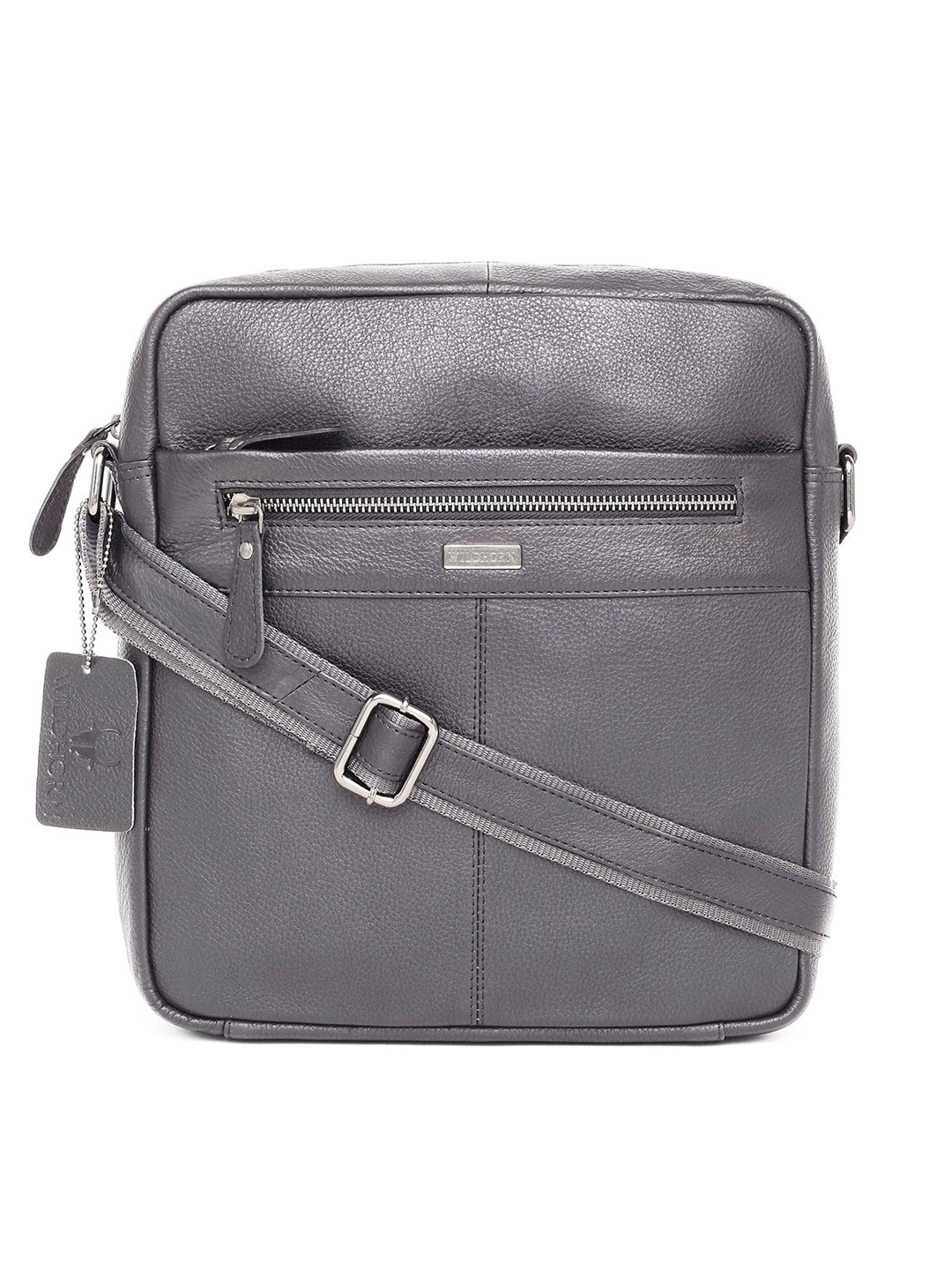 

WildHorn Grey Leather Structured Sling Bag
