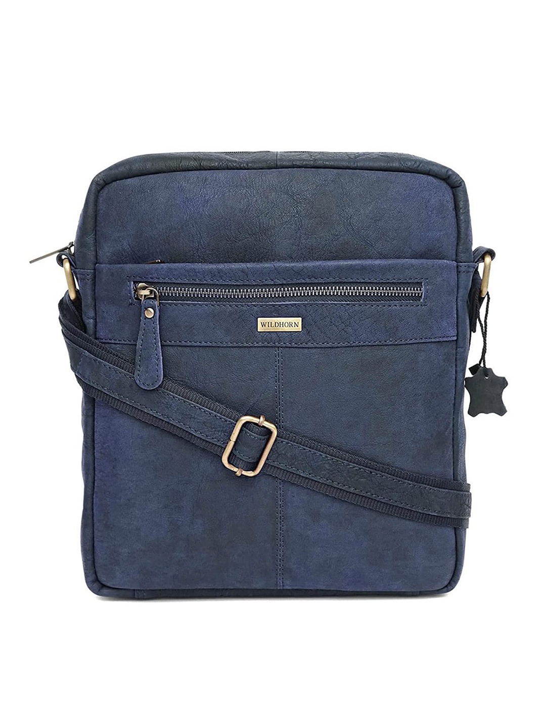 

WildHorn Blue Textured Leather Structured Sling Bag