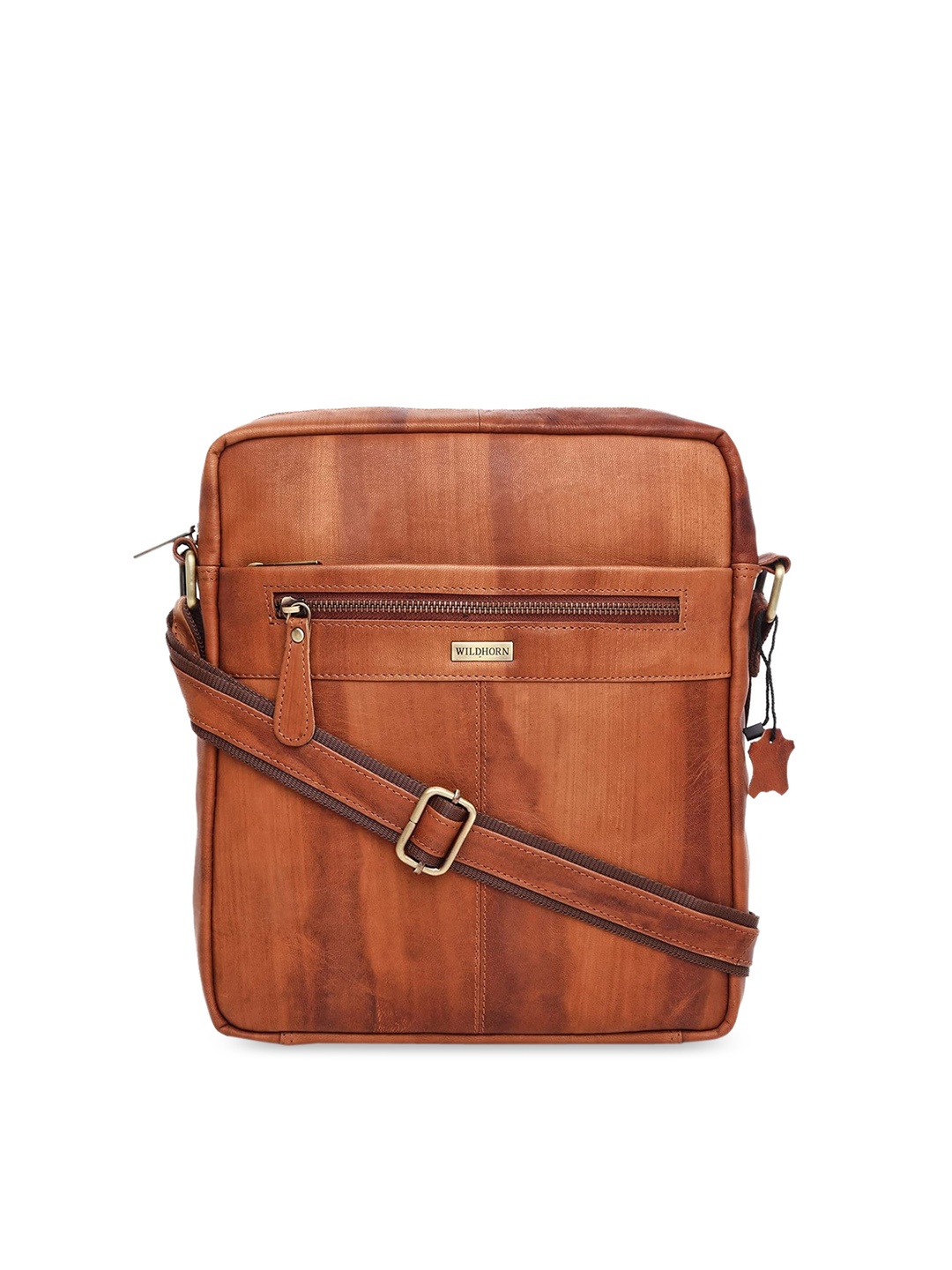 

WildHorn Tan Brown Leather Structured Sling Bag