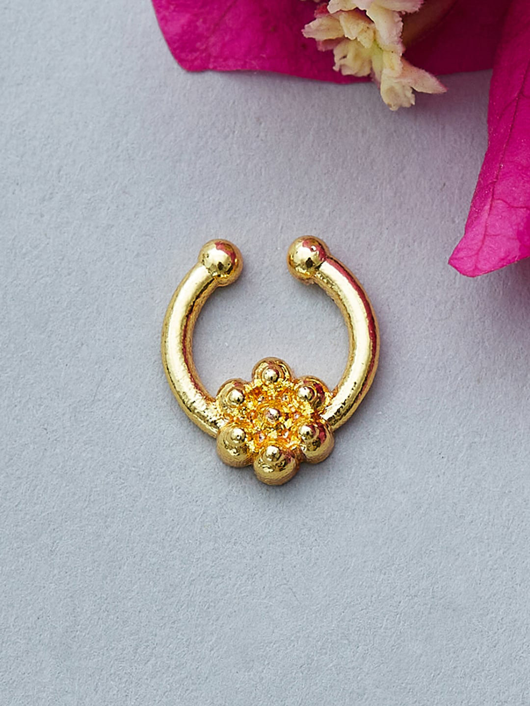 

Voylla Women Gold-Plated Floral Design Nose Ring With Floral Design