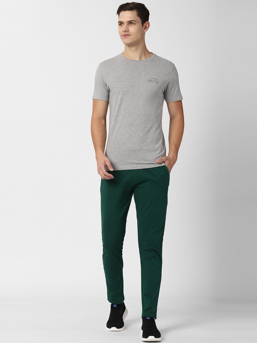 

Peter England Men Grey & Green Solid Co-ords