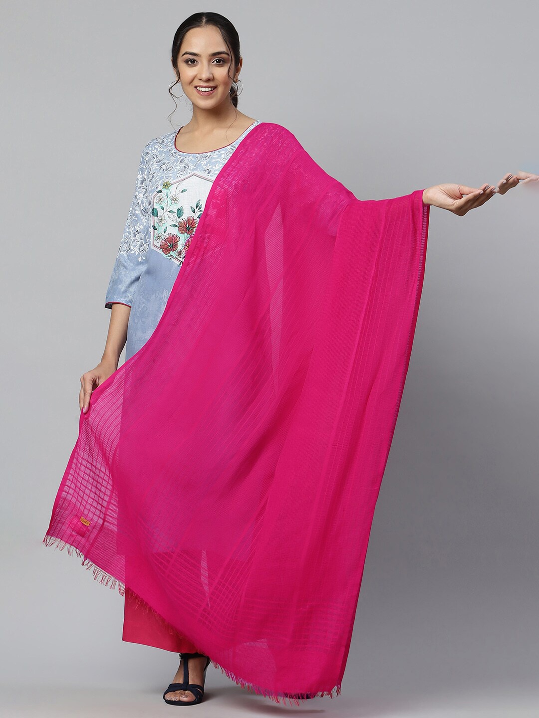 

AURELIA Women Pink Cotton Viscose Dupatta