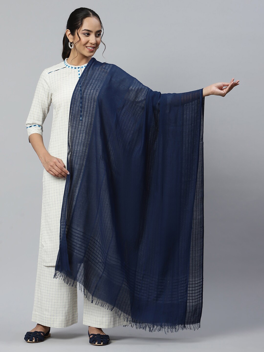 

AURELIA Blue Cotton Blend Dupatta