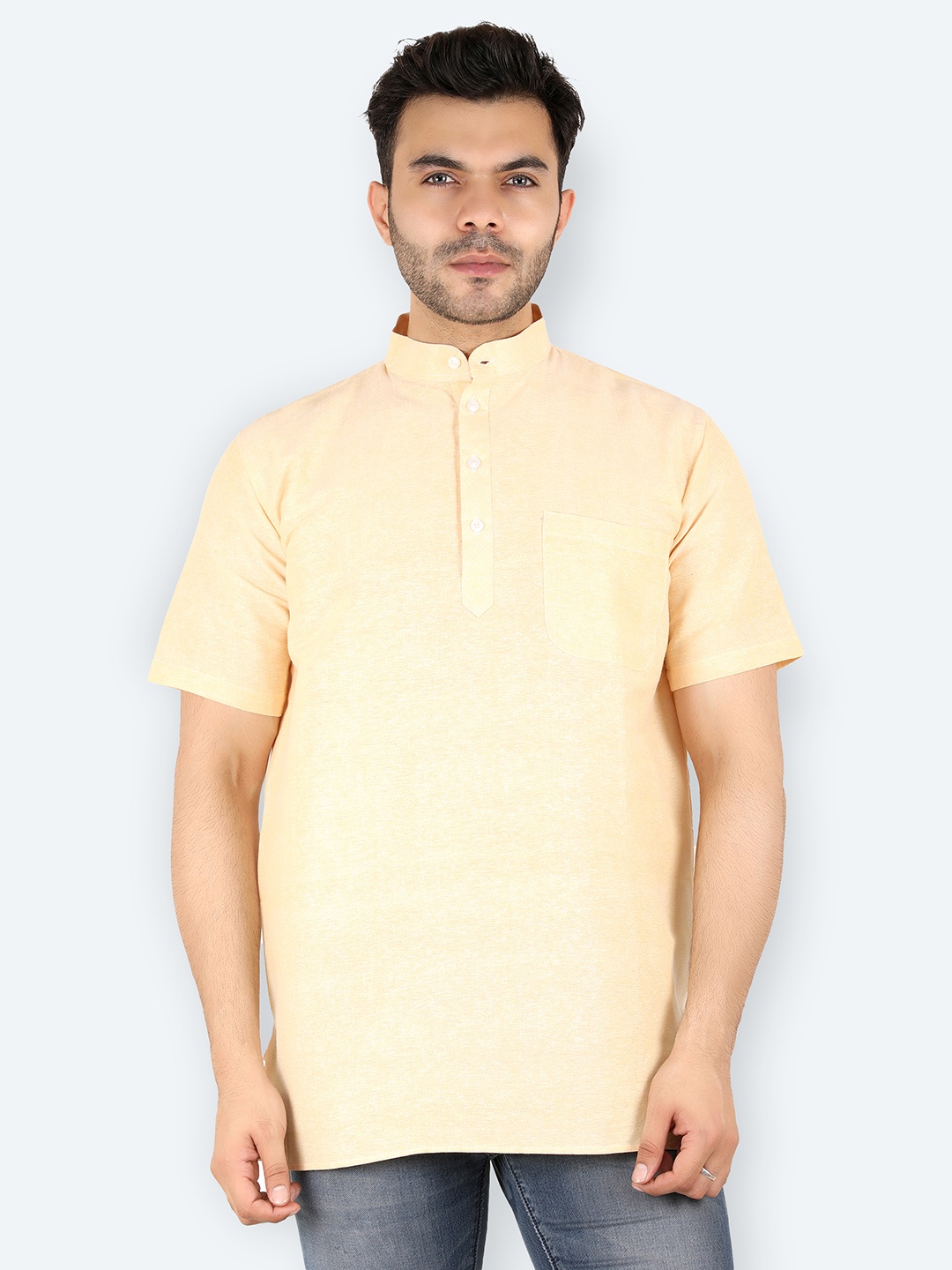 

Latest Chikan Garments Men Yellow Solid Kurta