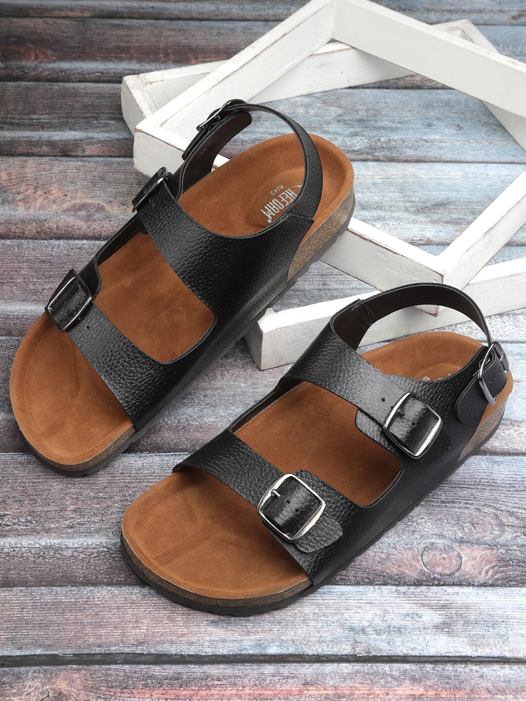 

REFOAM Men Black & Brown Comfort Sandals