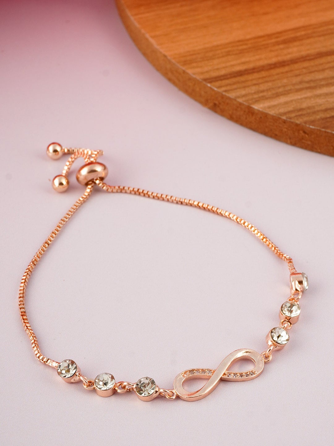 

Emmie Women Infinity Rose Gold & White Charm Bracelet