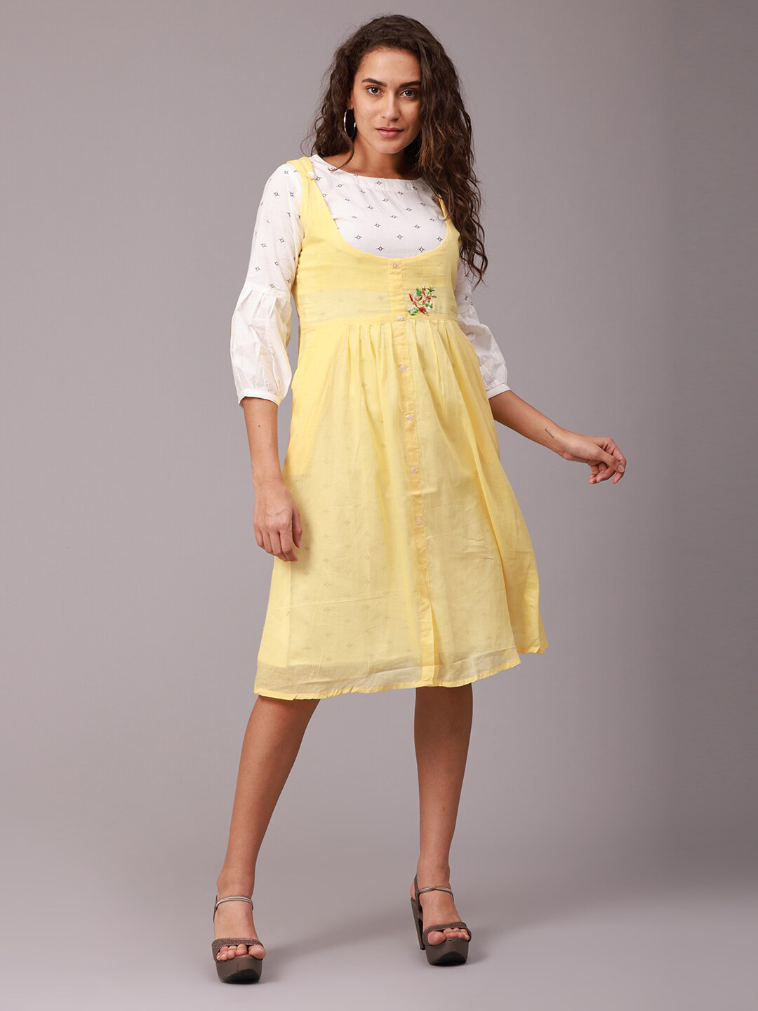 

NAYRA Women Yellow A-Line Dress