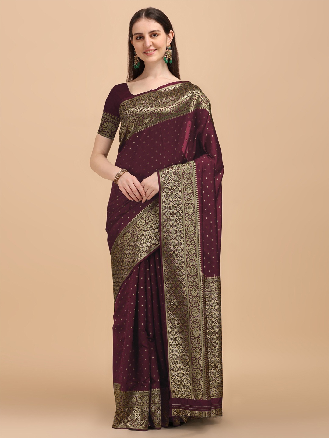 

Kasak Women Woven Design Zari Banarasi Silk Saree, Maroon