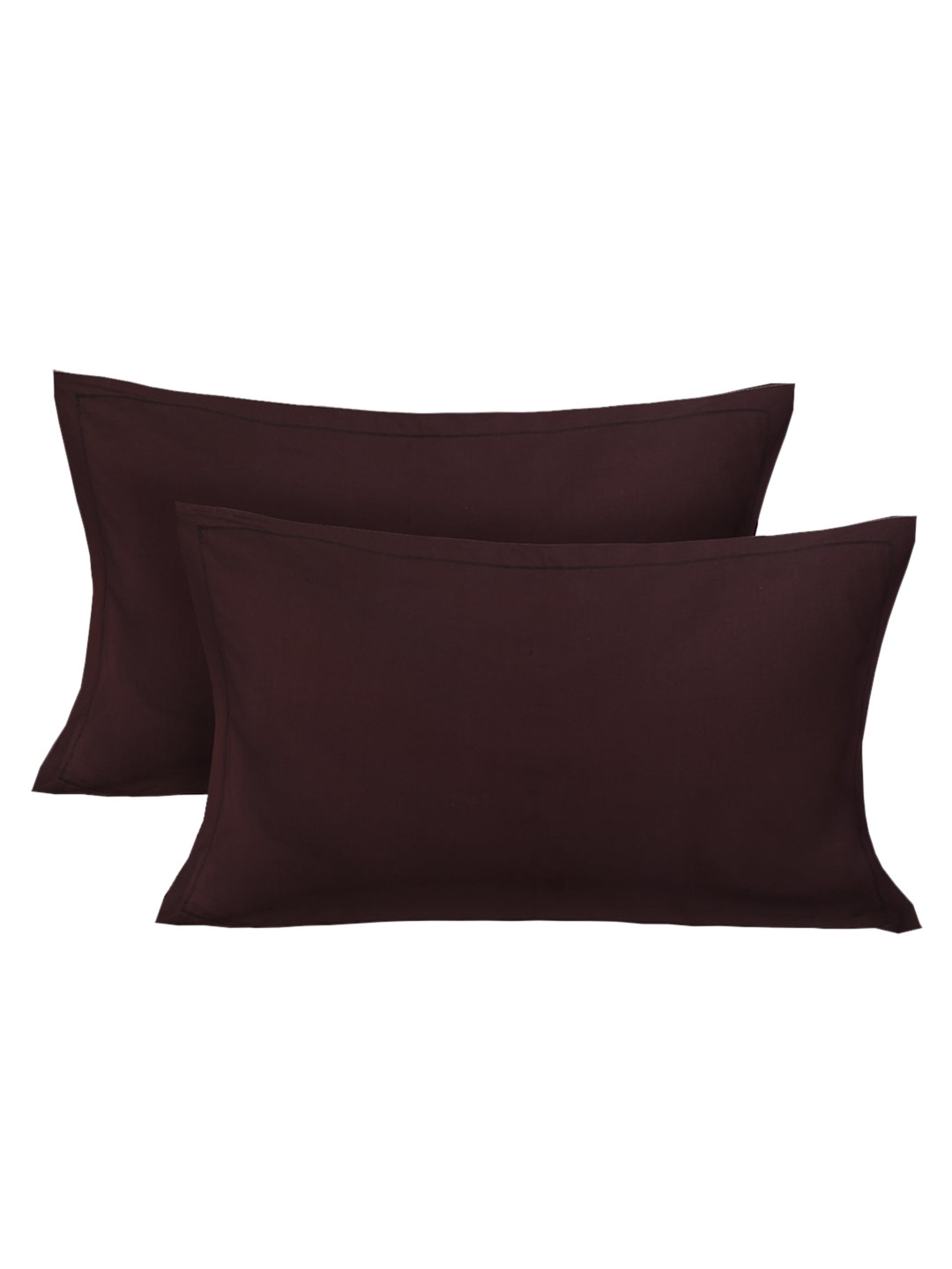 

Clasiko Set Of 2 Brown Solid 250 TC Cotton Pillow Covers