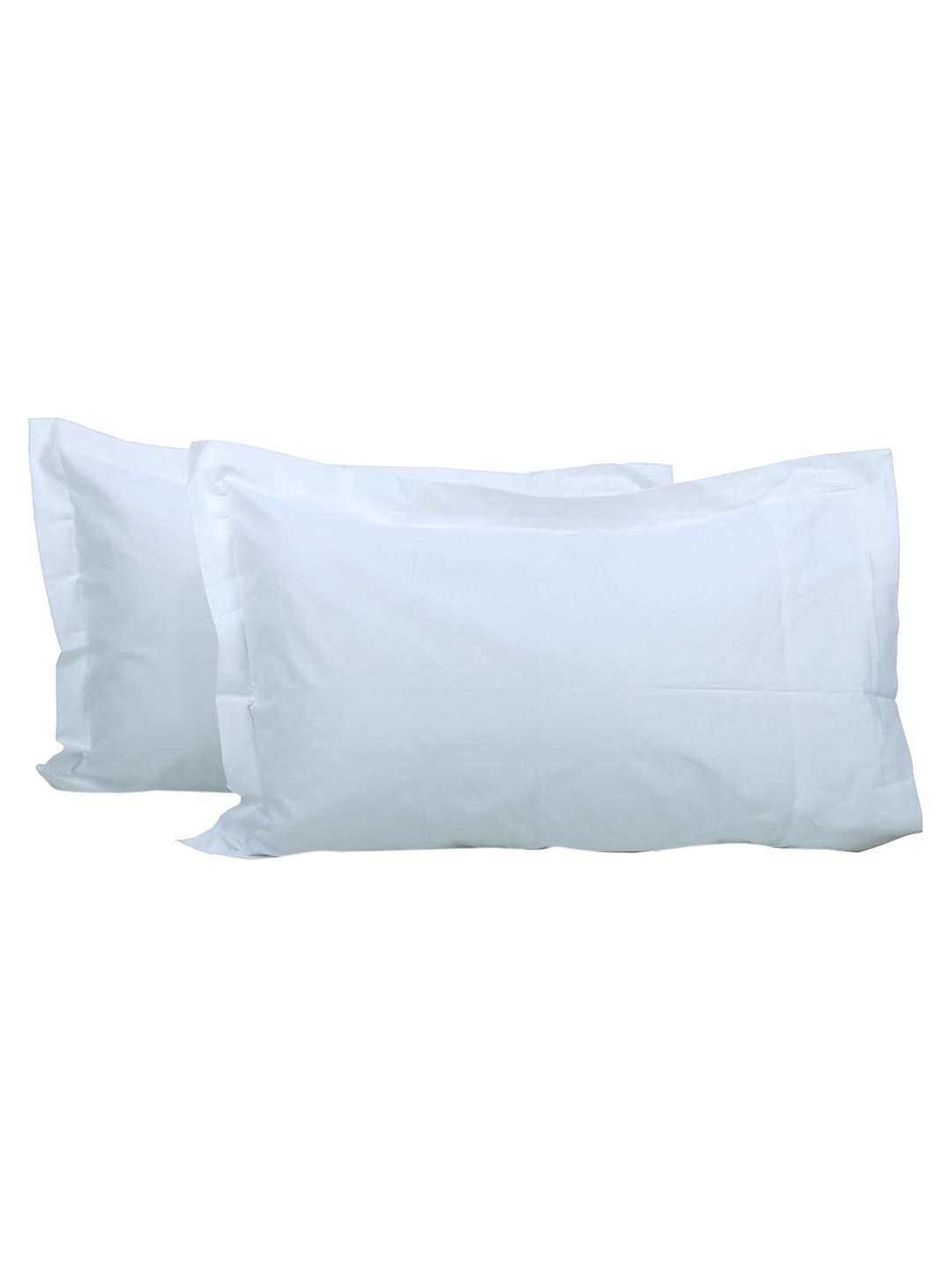 

Clasiko Set Of 2 White Solid 250 TC Cotton Pillow Covers