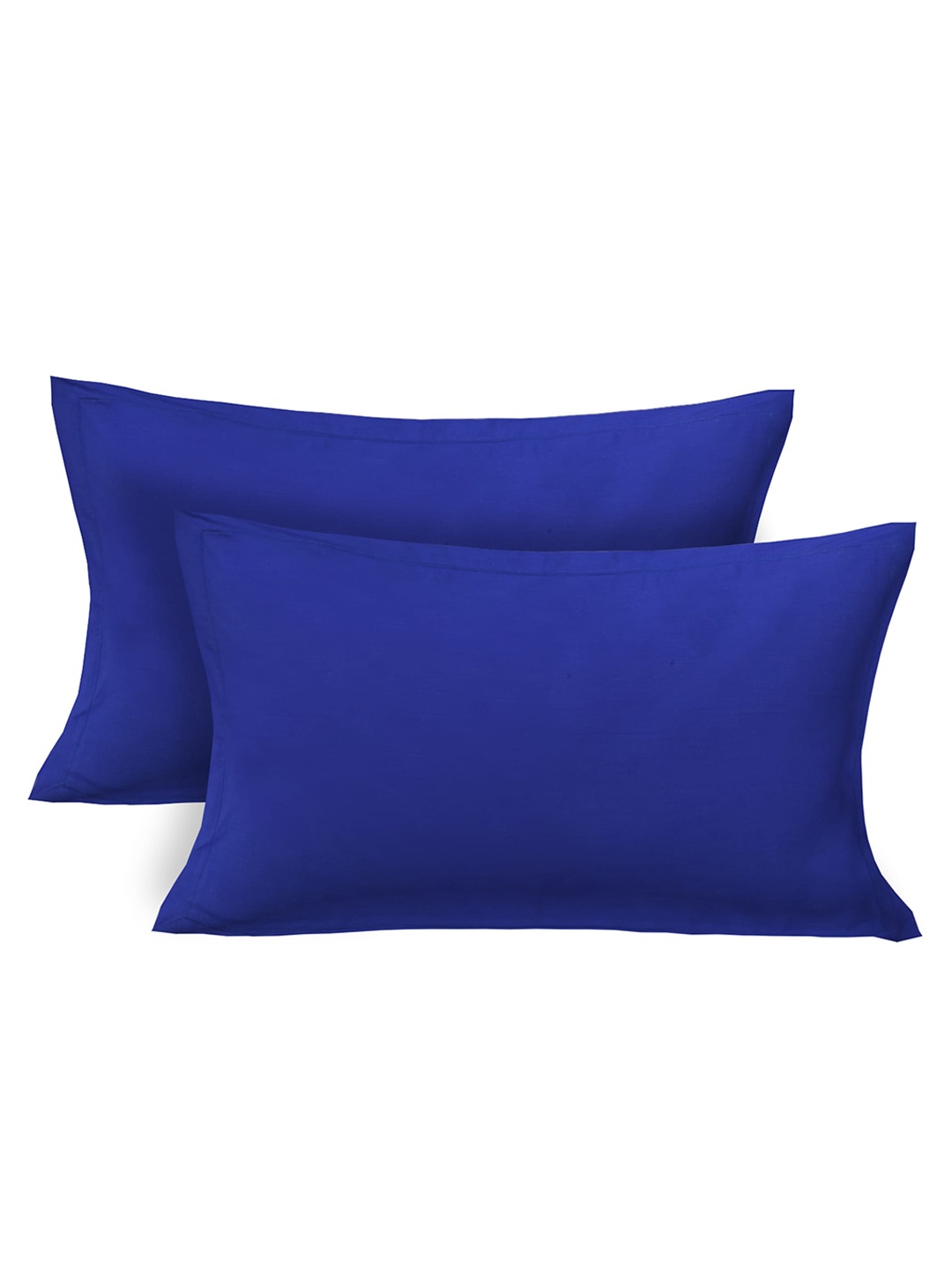 

Clasiko Set Of 2 Blue Solid 250 TC Cotton Pillow Covers