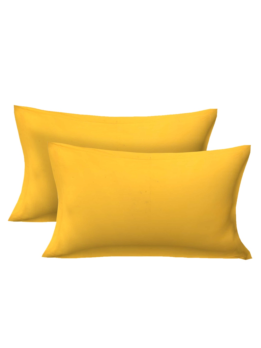 

Clasiko Set Of 2 Yellow Solid 250 TC Cotton Pillow Covers