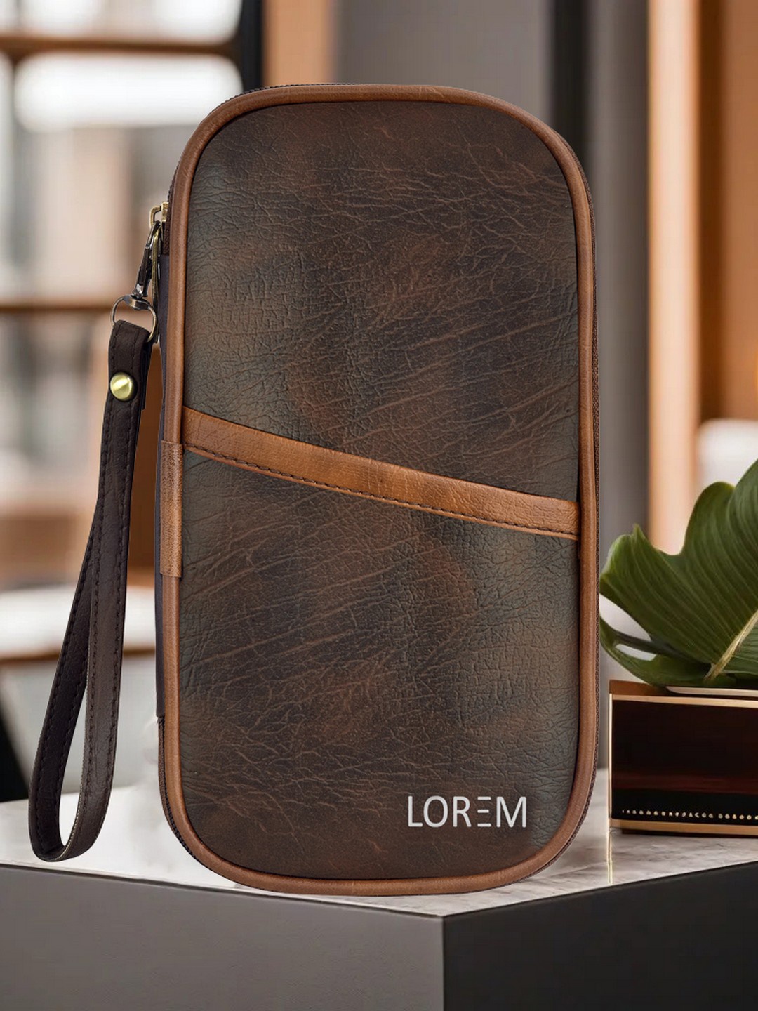 

LOREM Unisex Brown Textured Passport Holder