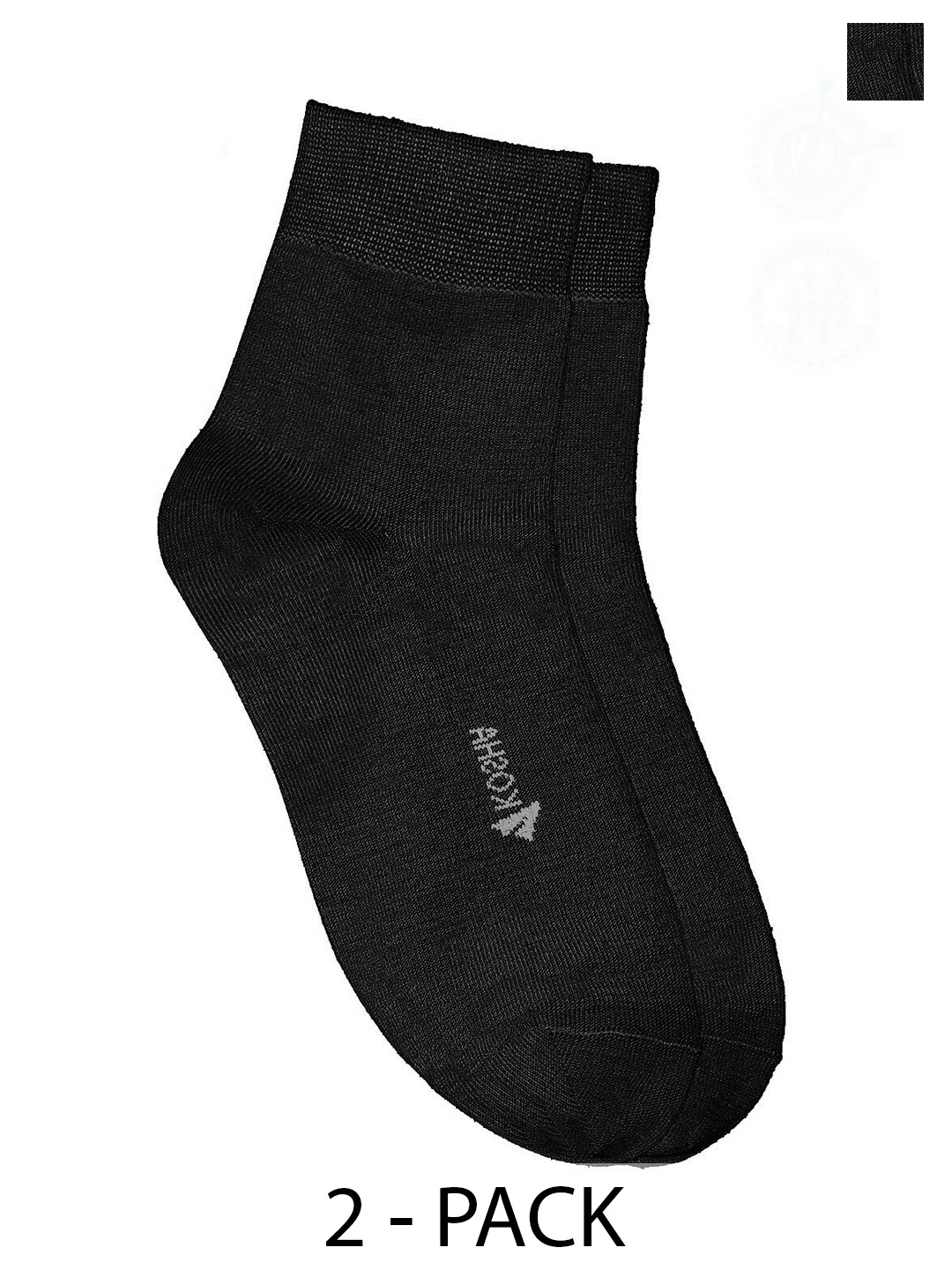 

Kosha Girl's Pack Of 2 Ankle Length Merino Woolen Warm Socks, Black