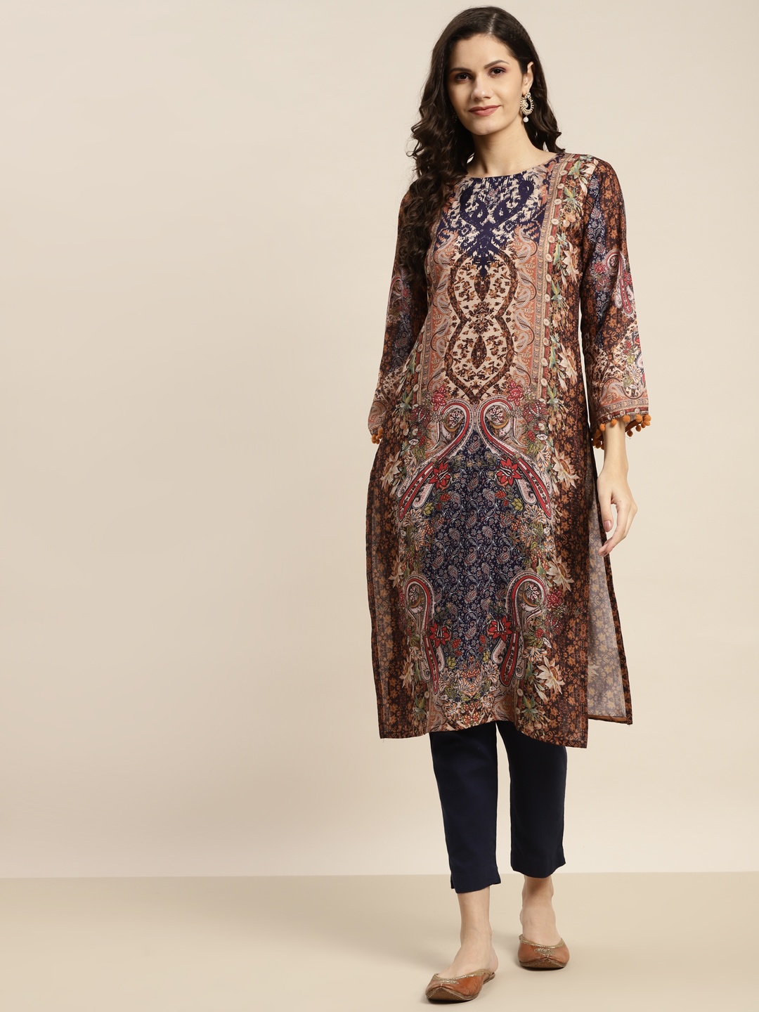 

Tikhi Imli Women Blue & Beige Printed Kurta