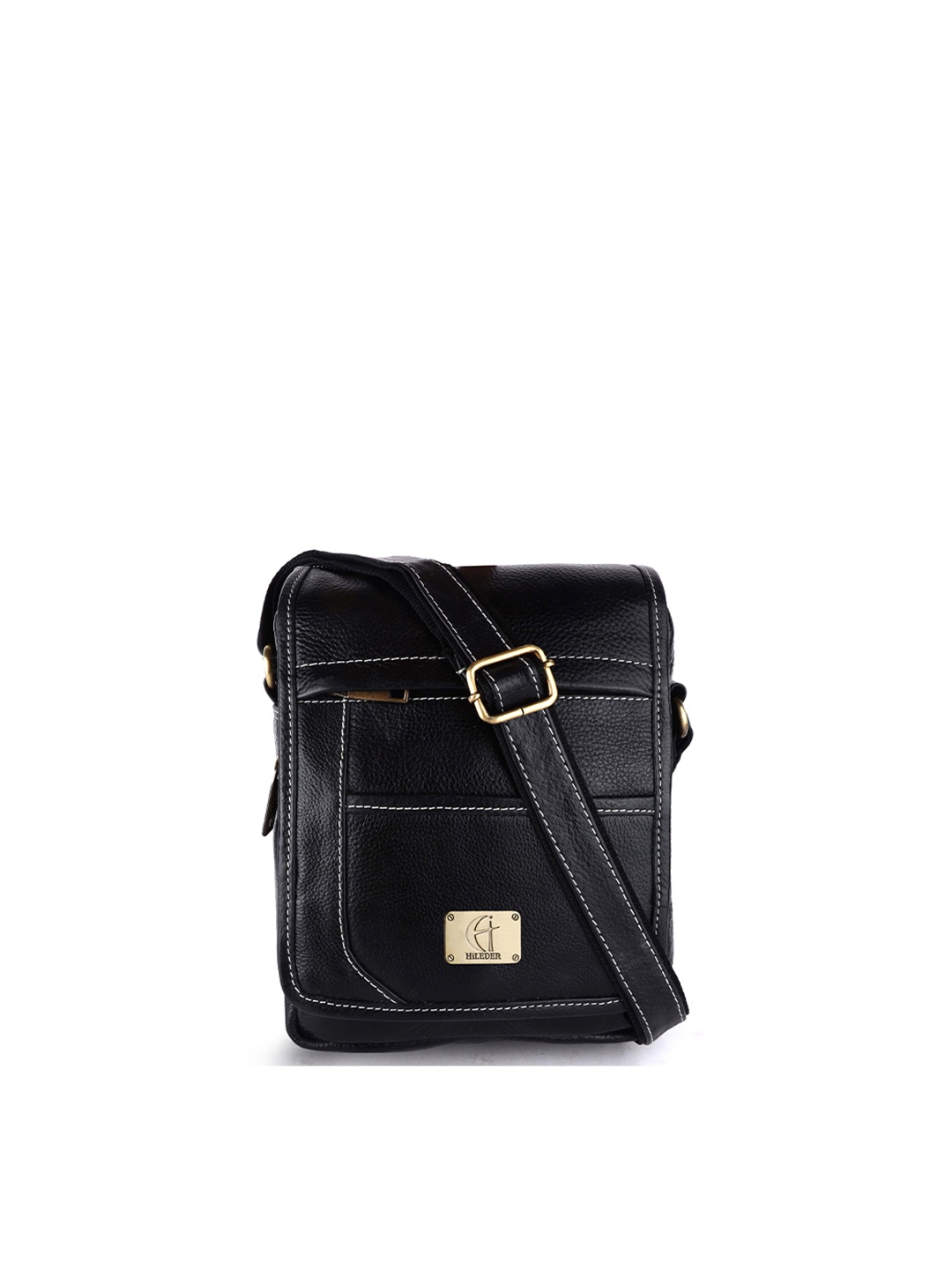 

HiLEDER Unisex Pure Leather Messenger Bag, Black