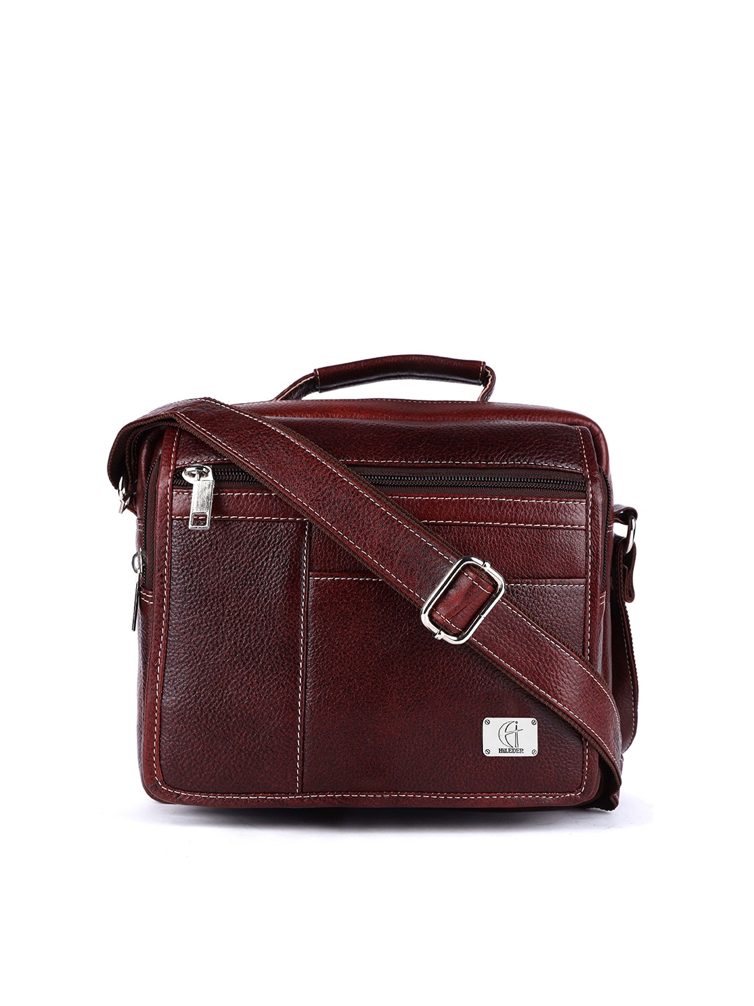 

HiLEDER Unisex Pure Leather Messenger Bag, Brown