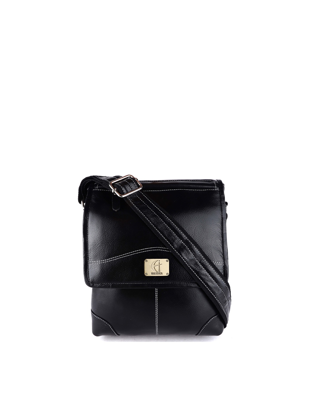 

HiLEDER Unisex Leather Messenger Bag, Black