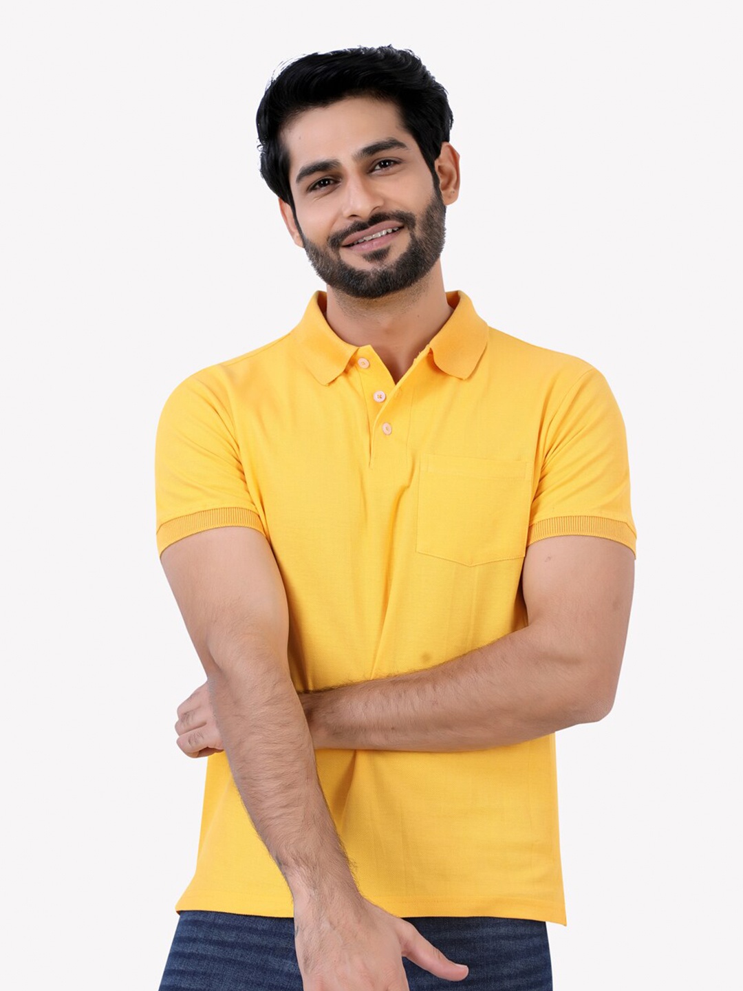 

VASTRADO Men Yellow Polo Collar T-shirt