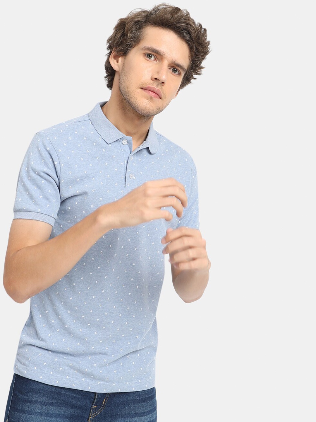 

VASTRADO Men's Blue Polo Collar T-shirt