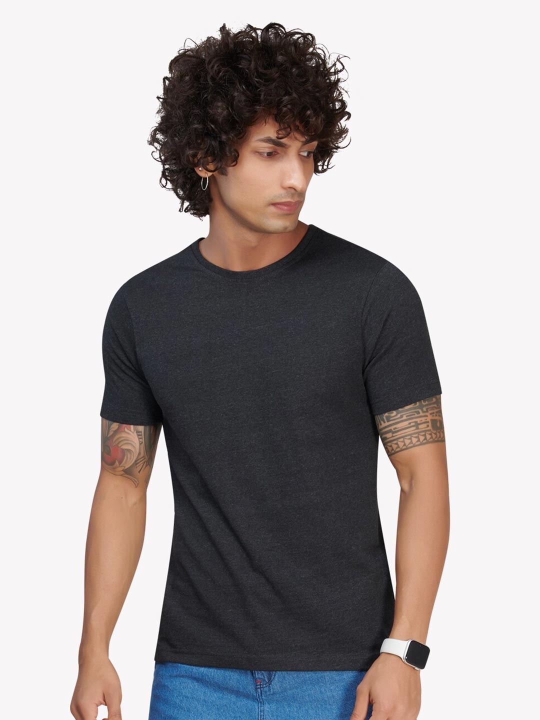 

VASTRADO Men Charcoal T-shirt