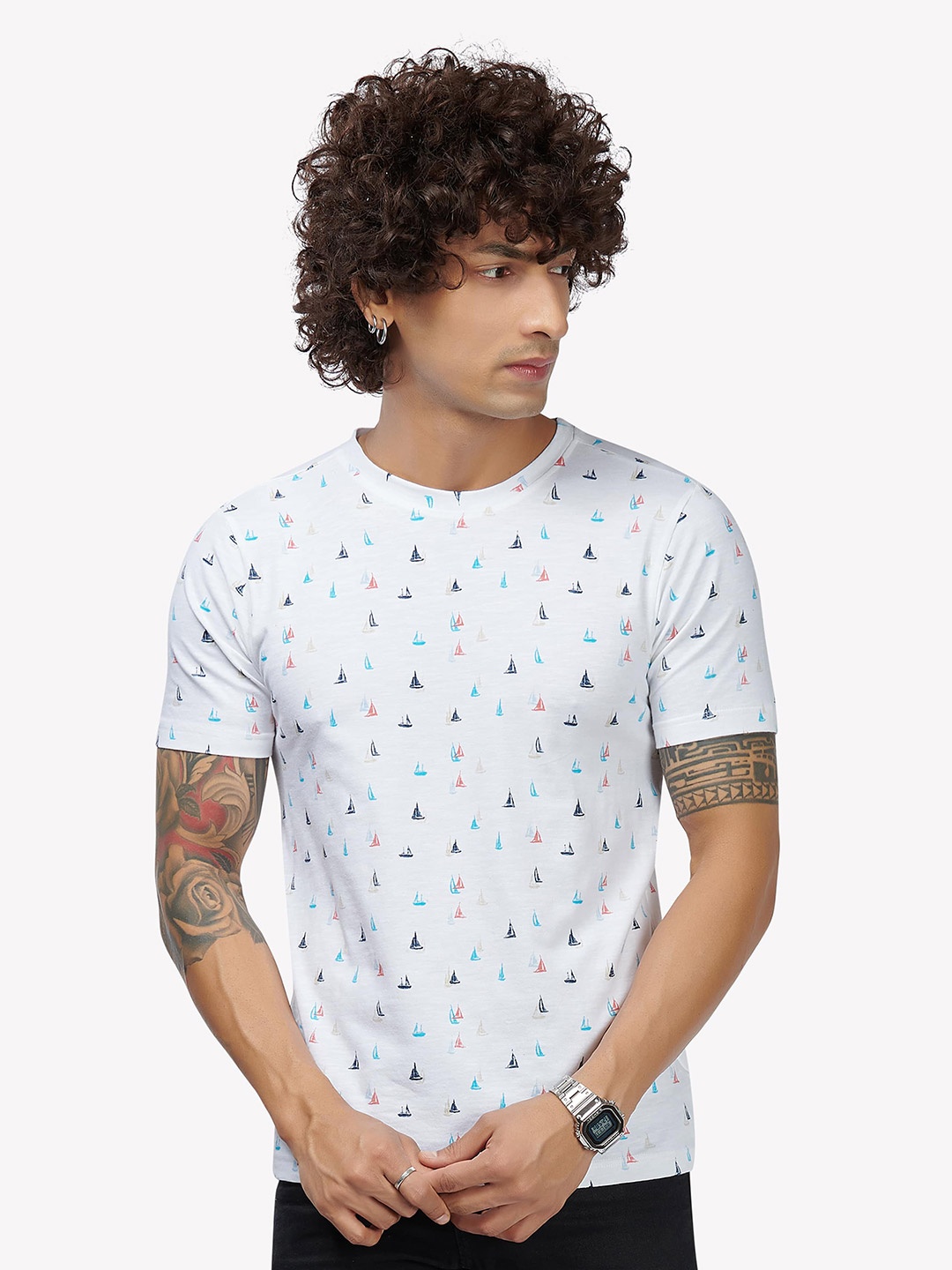 

VASTRADO Men White Printed T-shirt
