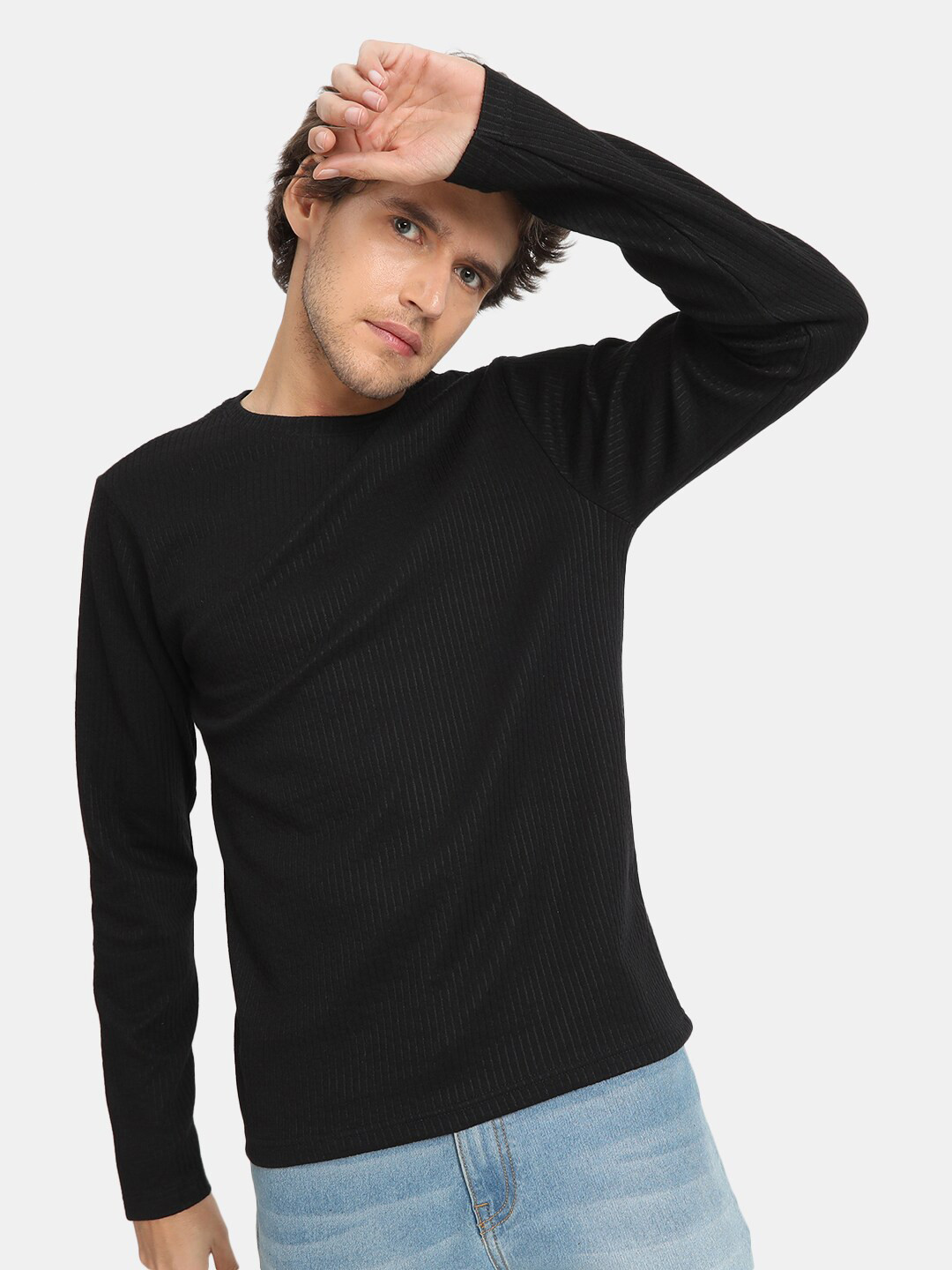 

VASTRADO Men Black Full Sleeves T-shirt