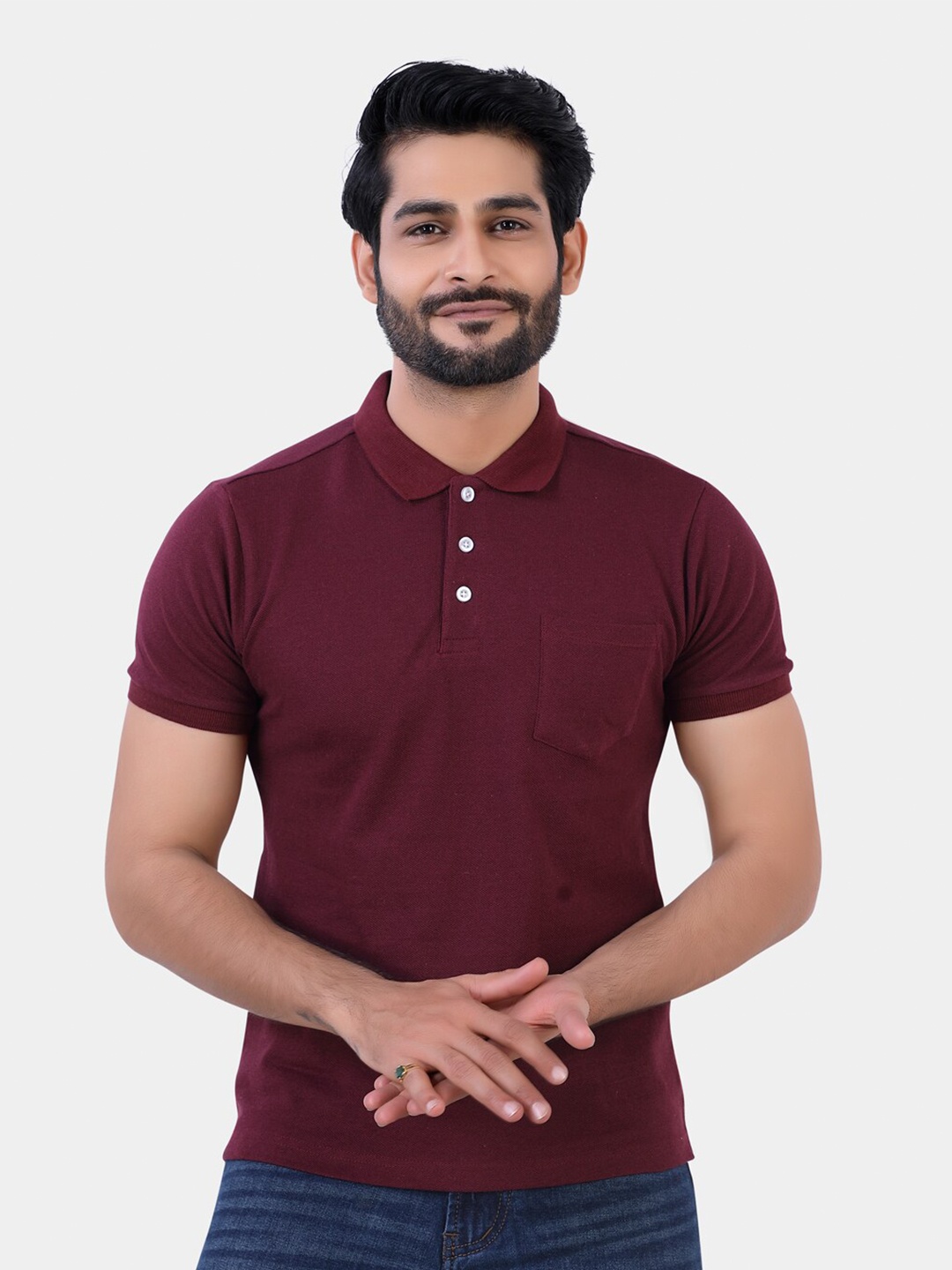 

VASTRADO Men Maroon Polo Collar T-shirt