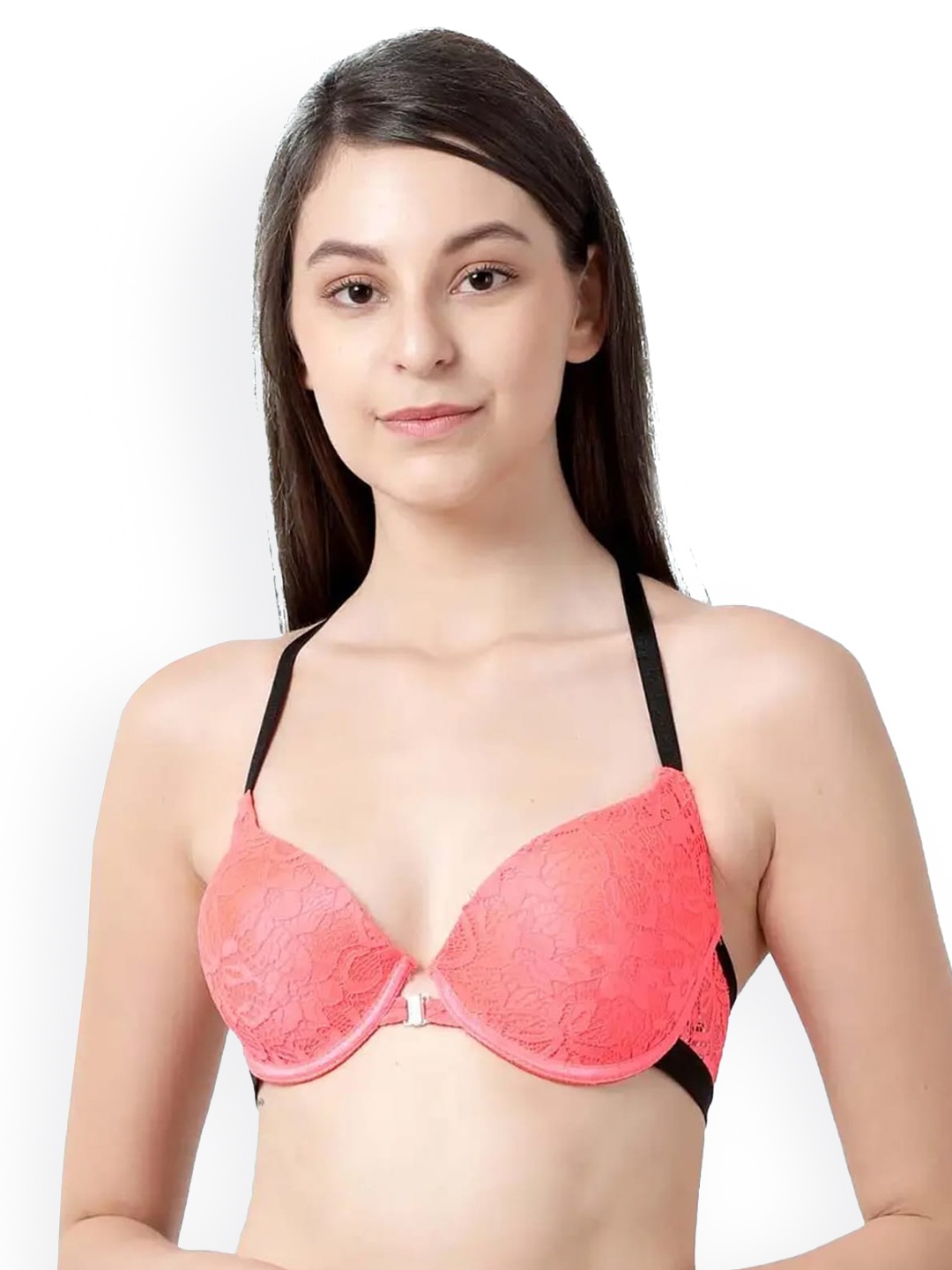 

Susie Women Orange & Black Floral Bra Underwired Heavily Padded