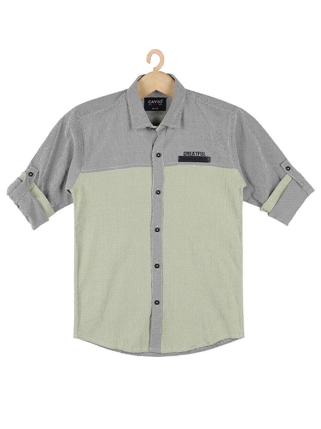 

CAVIO Boys Green Printed 100 % Cotton Casual Shirt