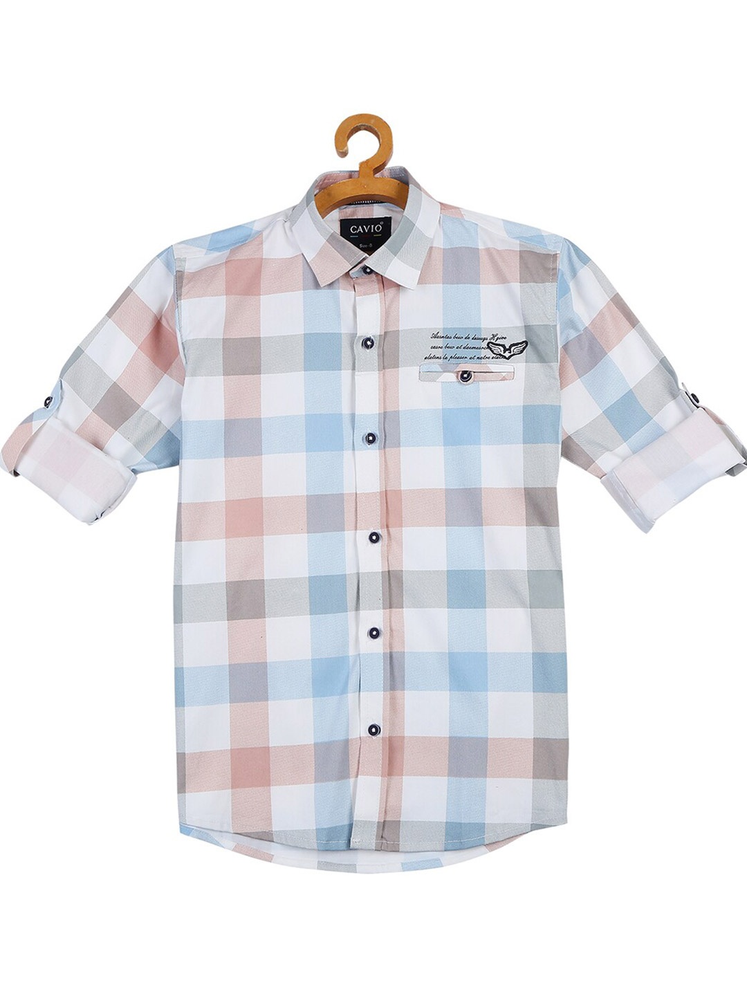 

CAVIO Boys White Buffalo Checks Checked Casual Shirt