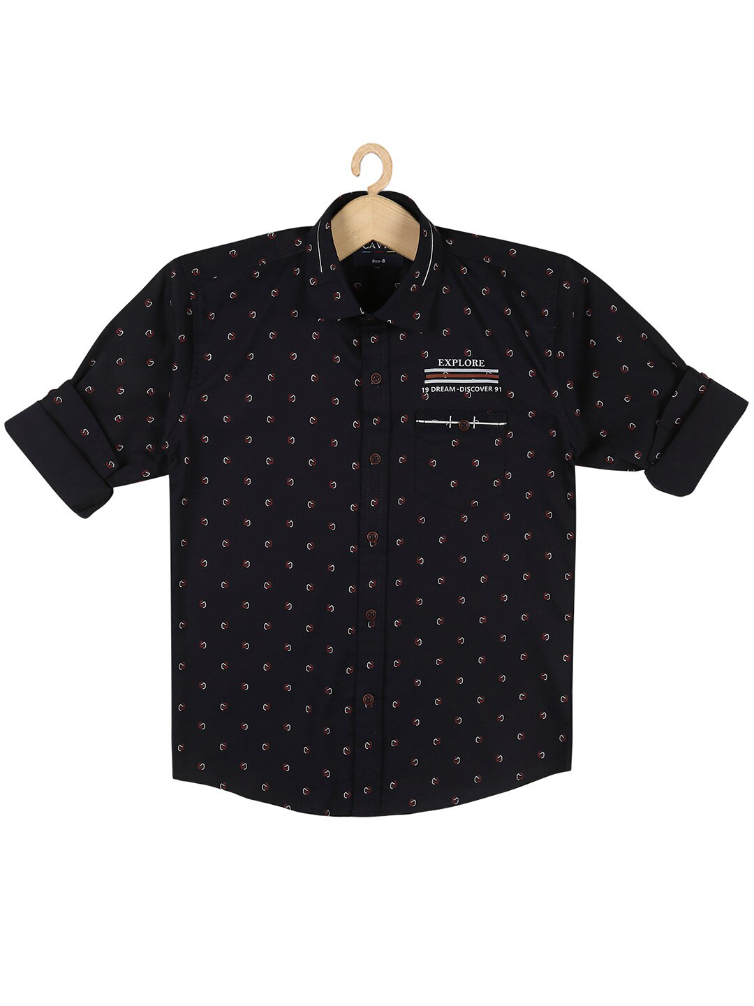 

CAVIO Boys Navy Blue Printed Casual Shirt