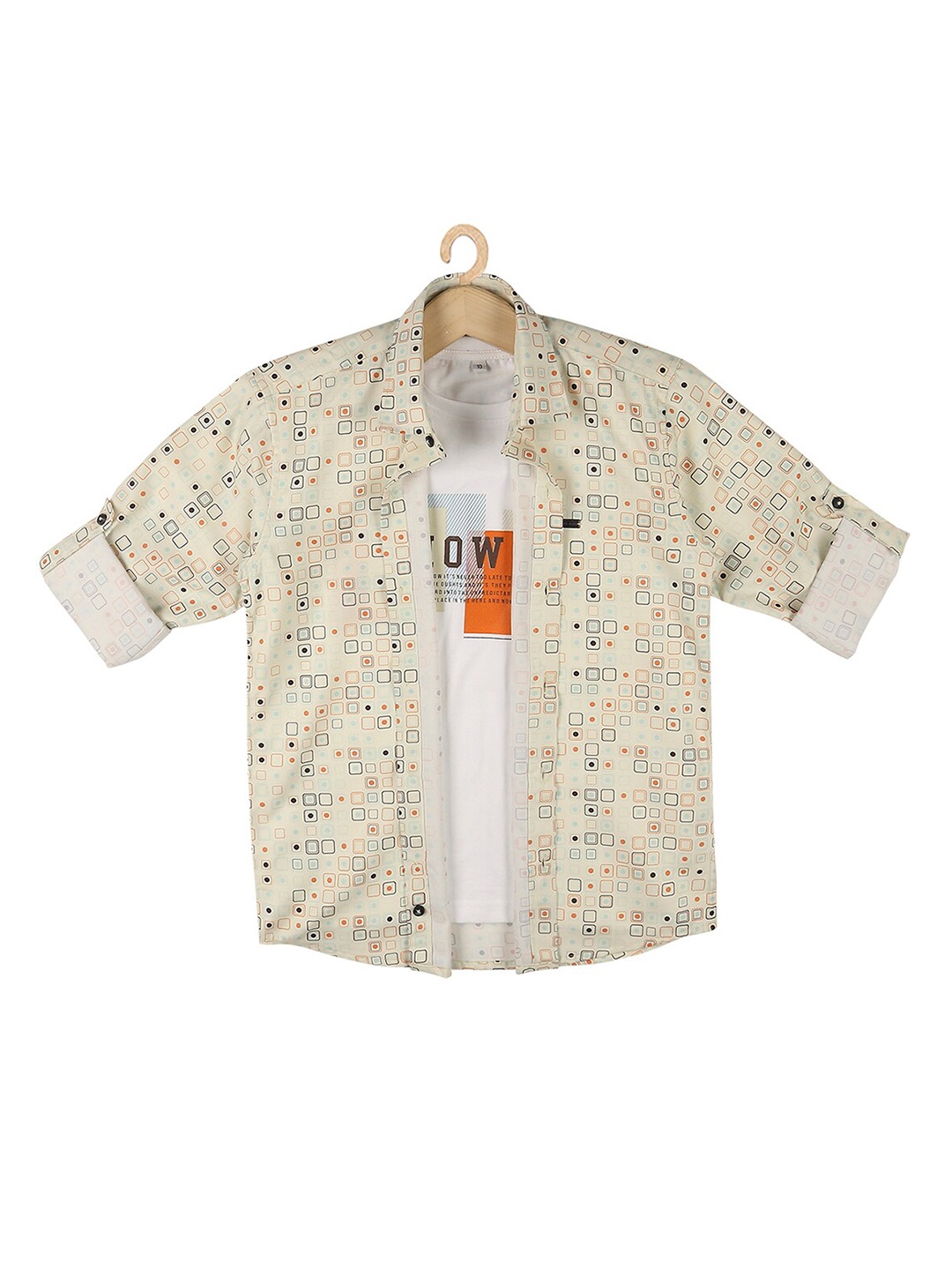 

CAVIO Boys Printed Casual Shirt & T-Shirt, Lime green