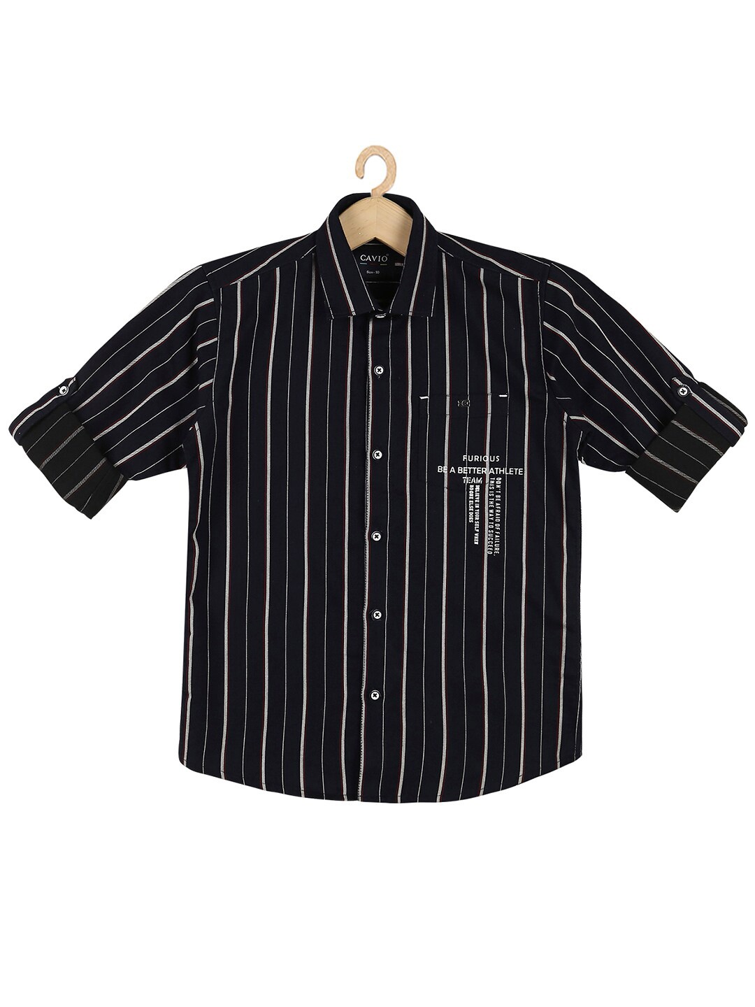 

CAVIO Boys Navy Blue Striped Casual Shirt
