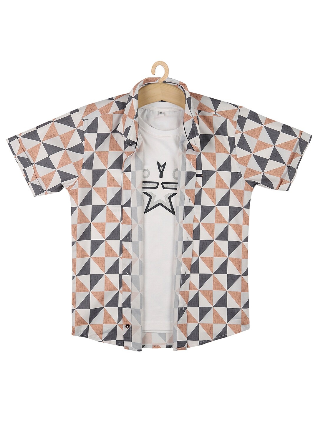 

CAVIO Boys Rust Geometric Printed Casual Shirt