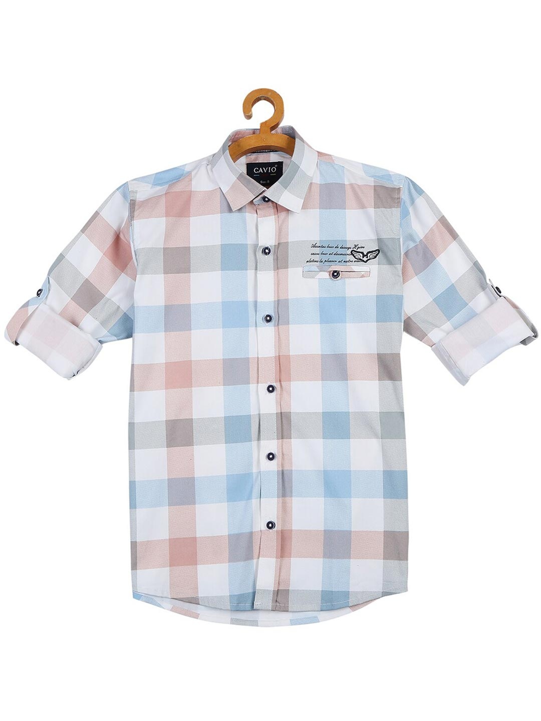 

CAVIO Boys White Buffalo Checks Checked Casual Shirt