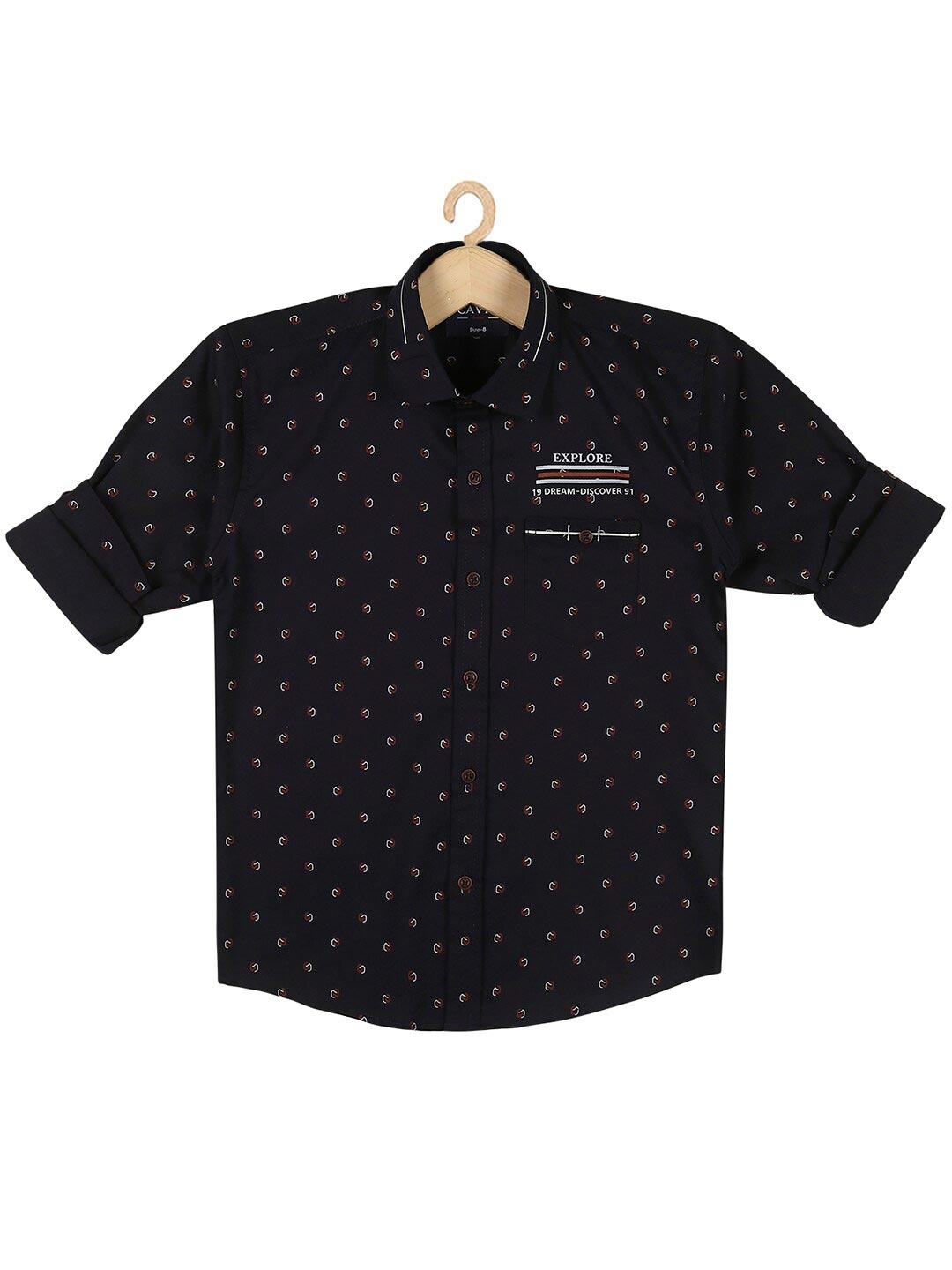 

CAVIO Boys Navy Blue Printed Casual Shirt