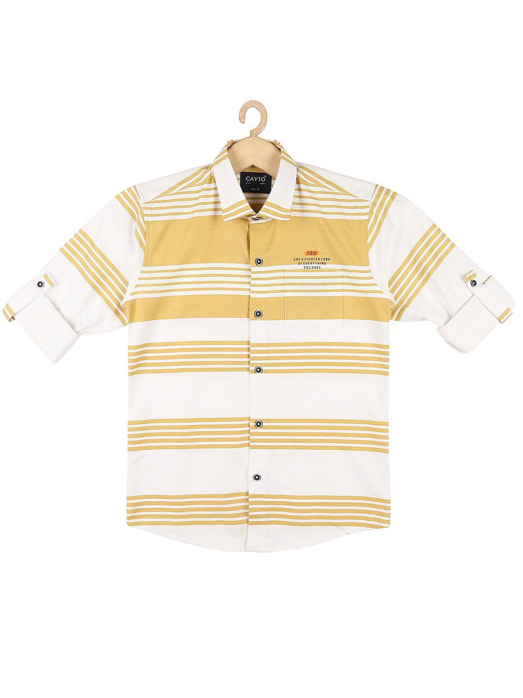 

CAVIO Boys Gold-Toned Horizontal Stripes Striped Casual Shirt