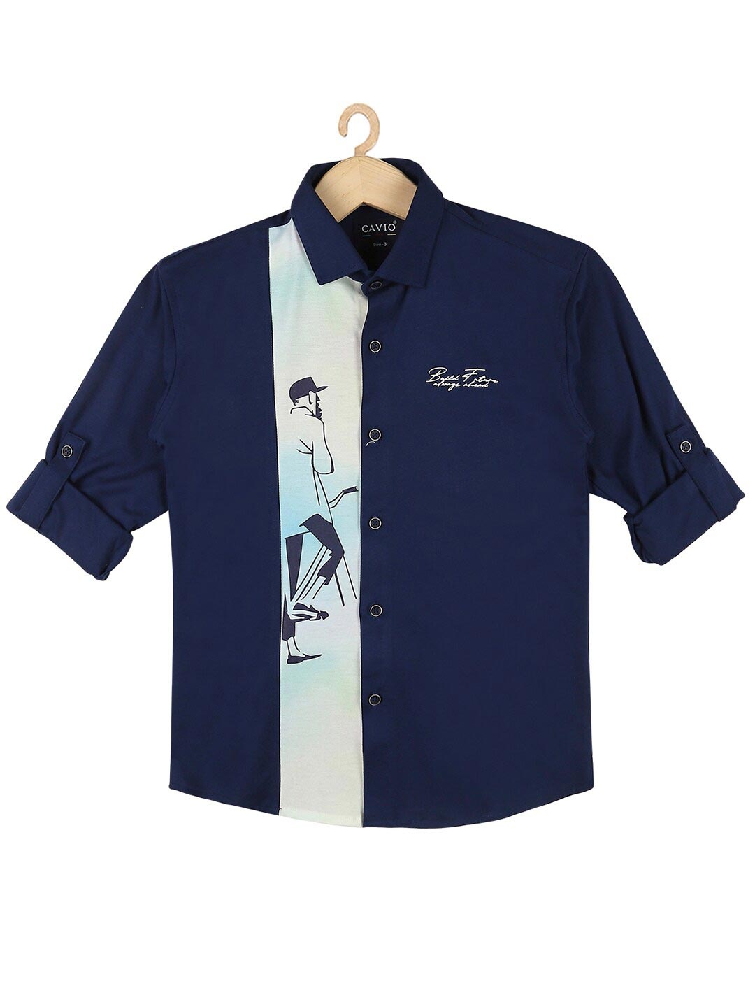 

CAVIO Kids-Boys Blue Pure Cotton Casual Shirt