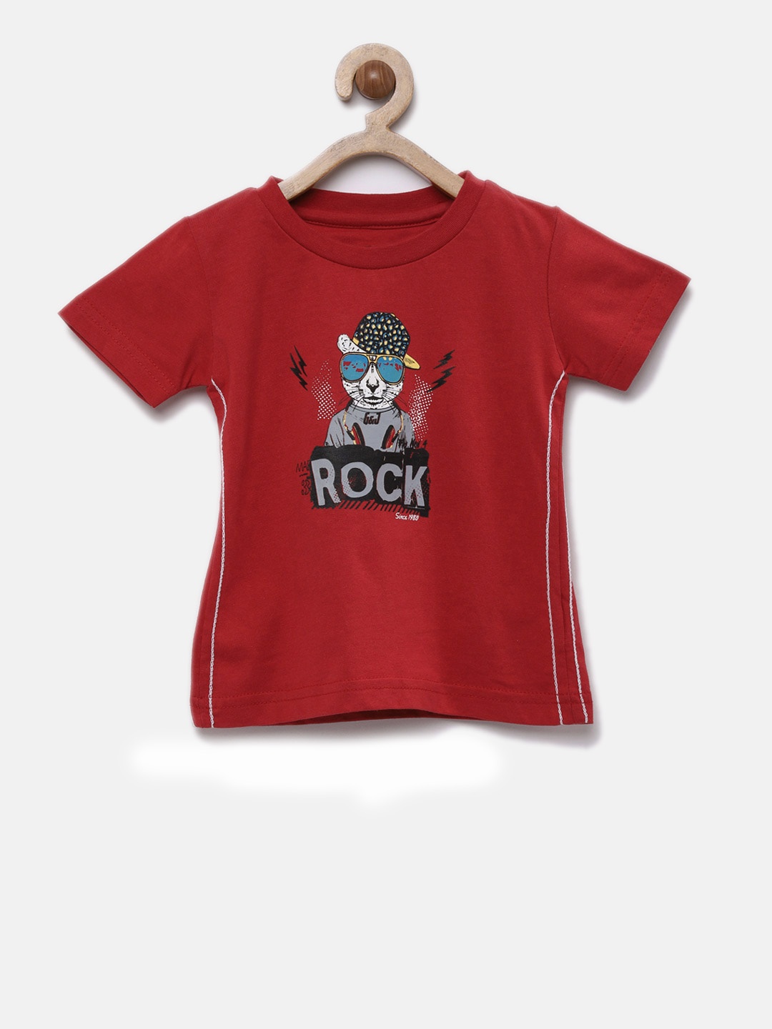 

Gini and Jony Boys Red Printed Round Neck T-shirt