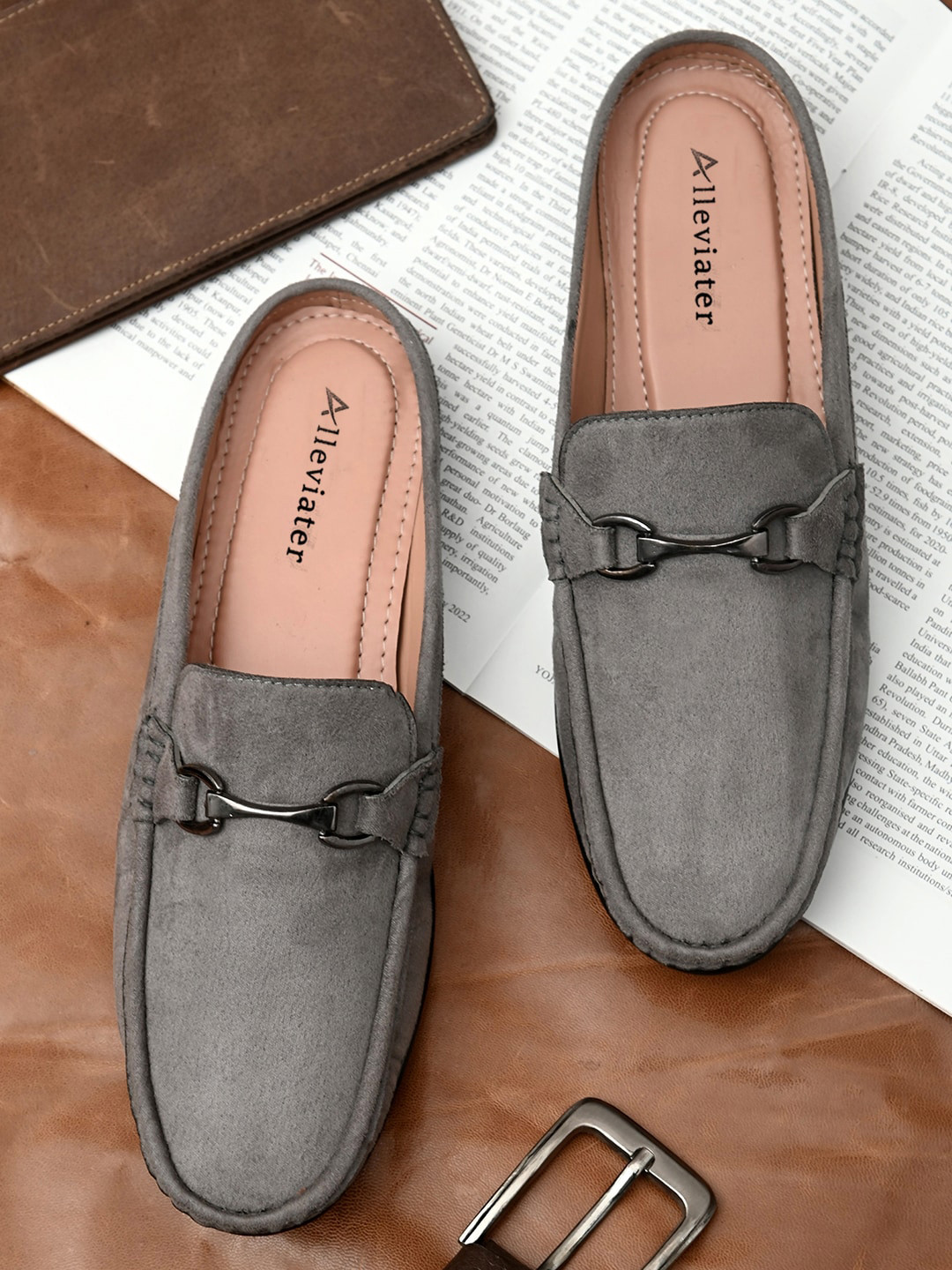 

Alleviater Men Grey Embellished Loafers