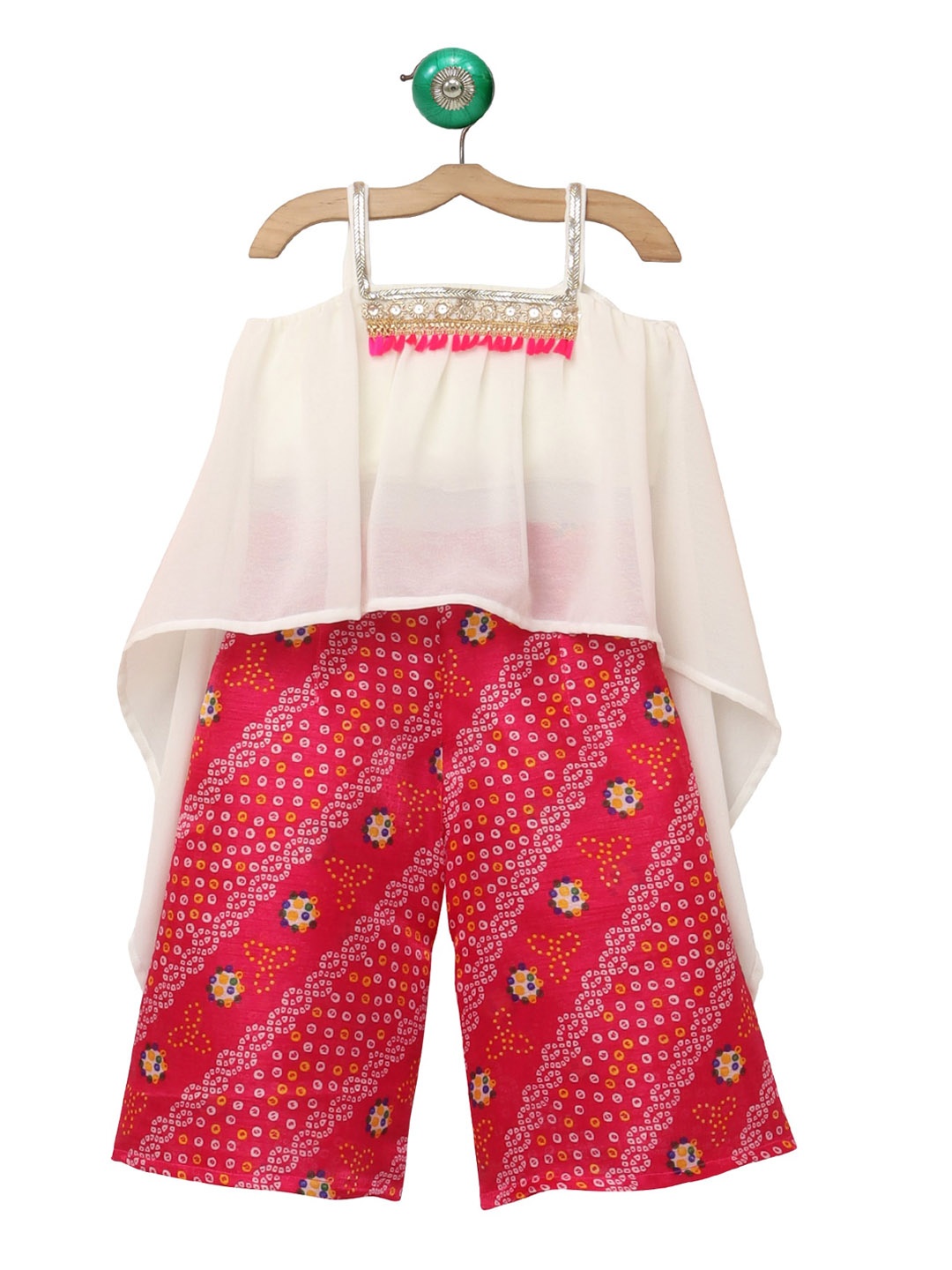 

MANY FROCKS & Girls Cream-Coloured Floral Top with Palazzos