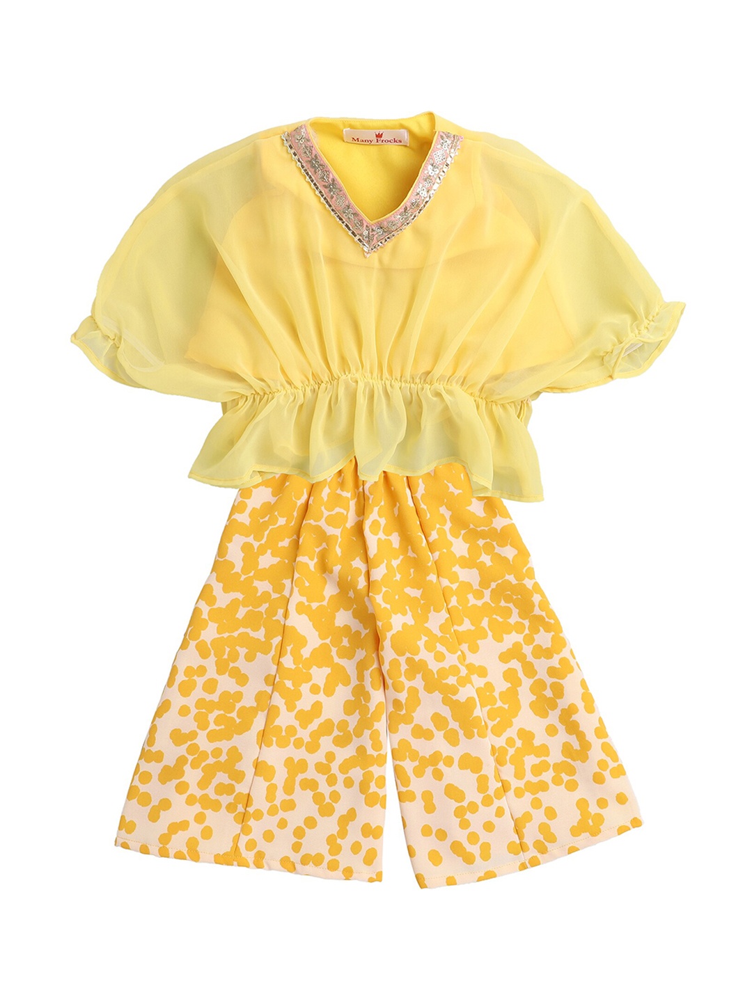 

MANY FROCKS & Girls Yellow Top with Palazzos