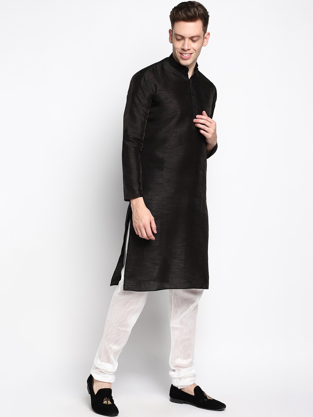 

DEVOILER Men Black Full Sleeve Kurta