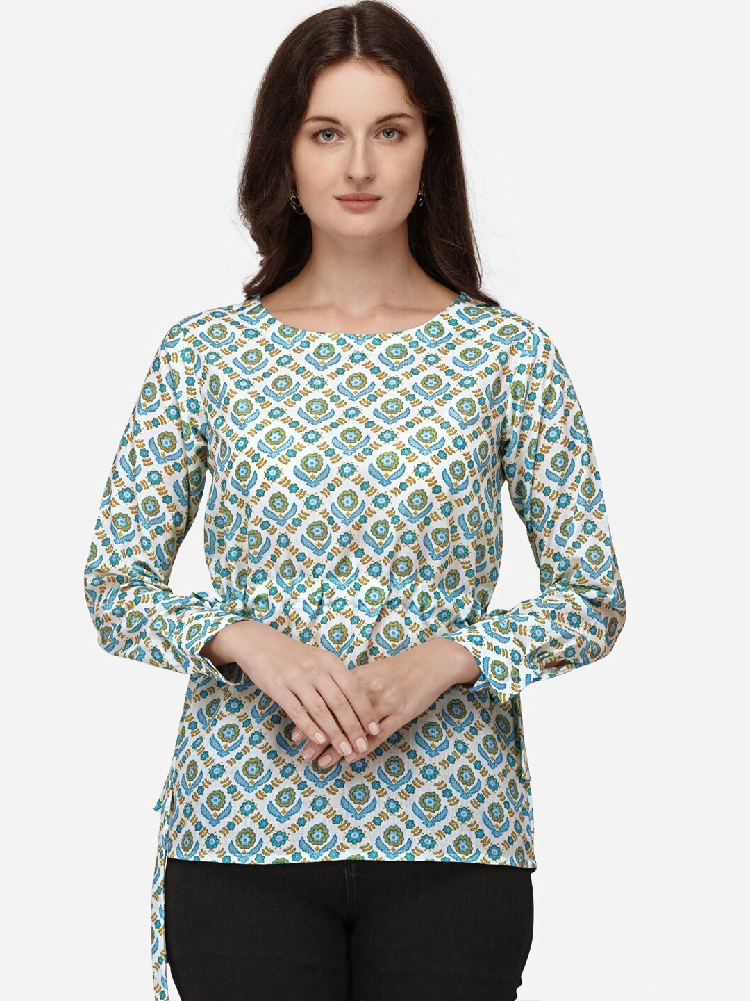 

SEW YOU SOON White Geometric Print Top