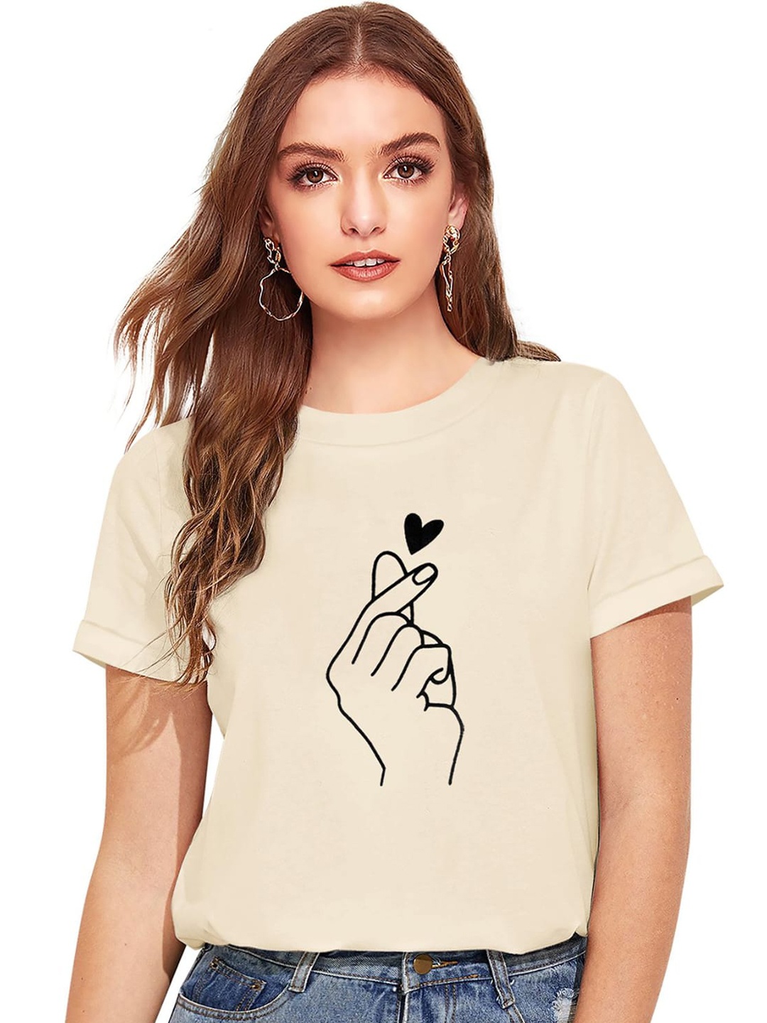 

Risirioutfit Women Off White Printed T-shirt