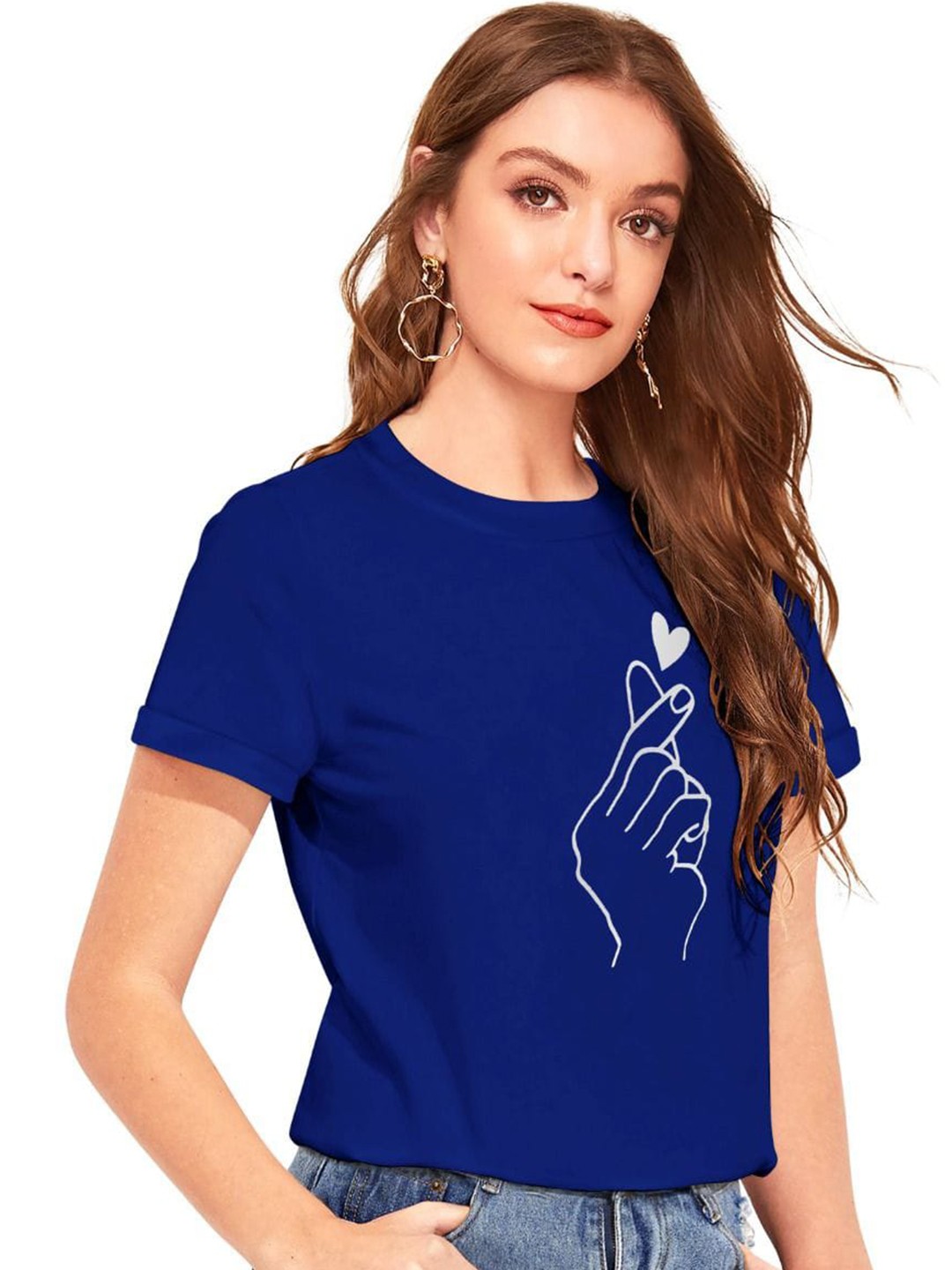 

Risirioutfit Women Blue Typography Printed T-shirt