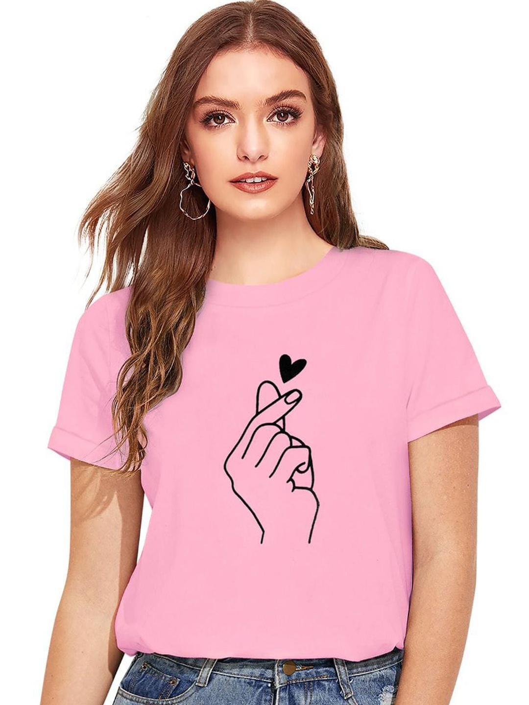 

Risirioutfit Women Pink Printed T-shirt